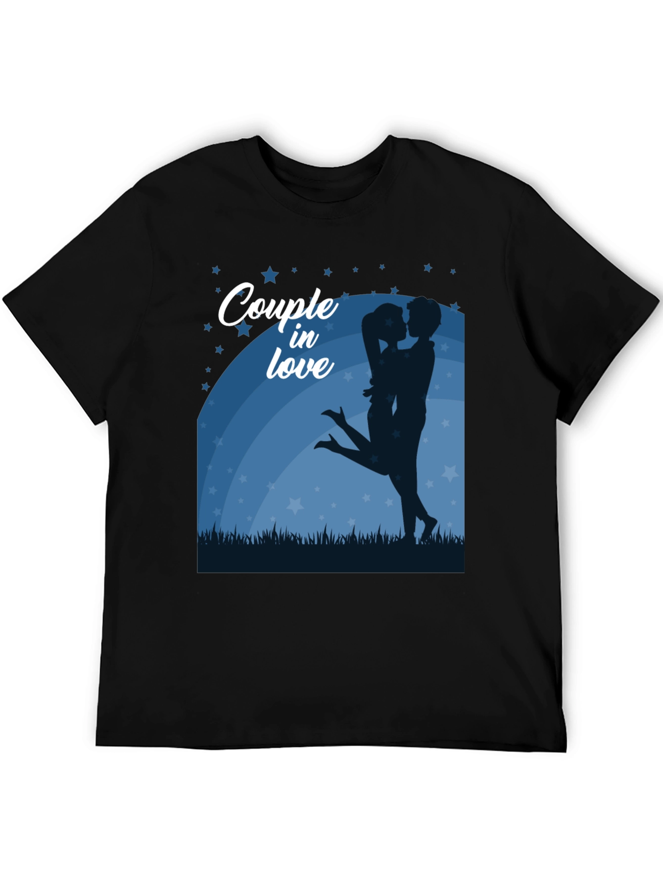 Couple in Love Graphic Tee - Romantic Black Shirt