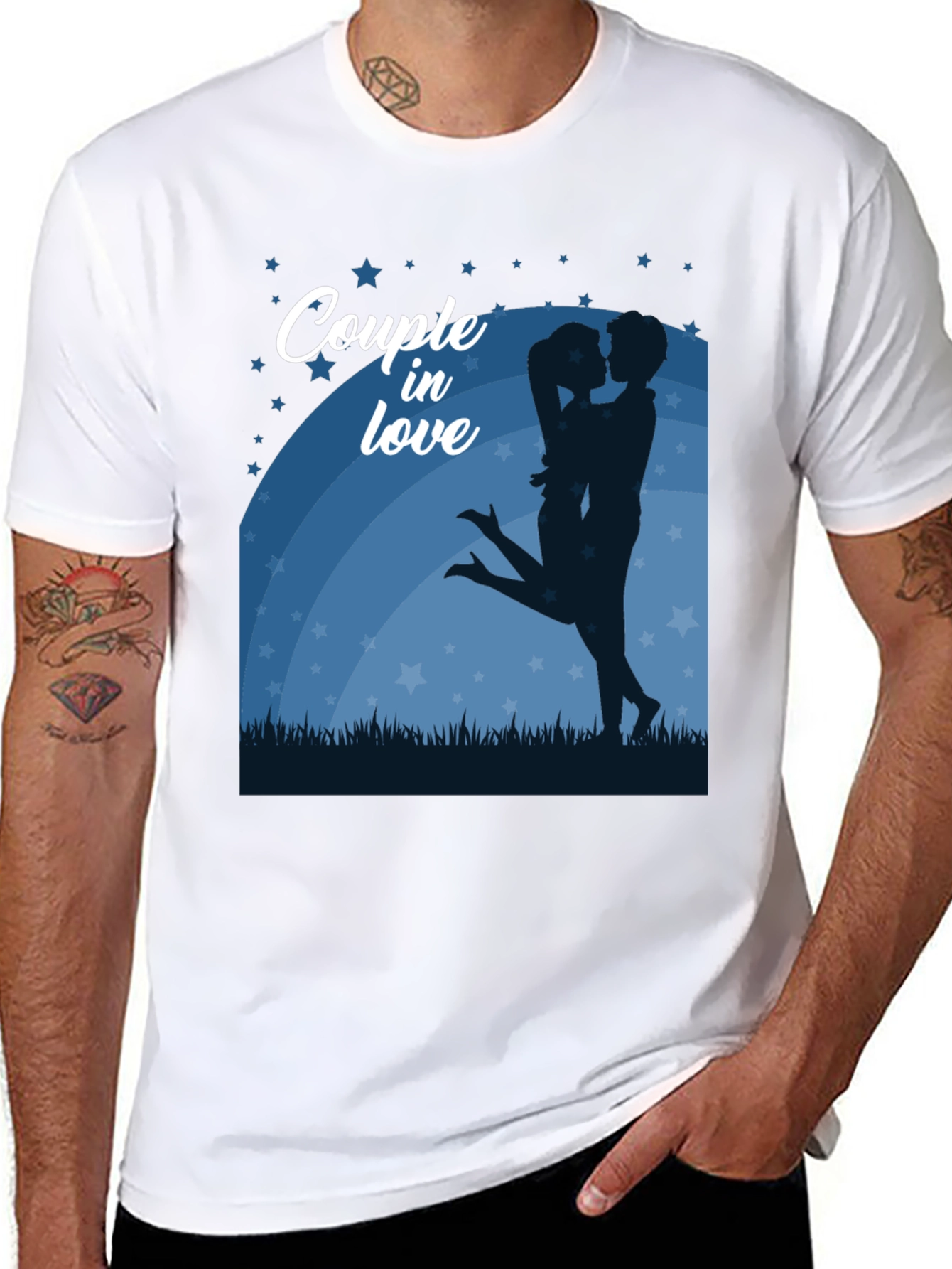 Couple in Love Graphic Tee - Romantic Black Shirt