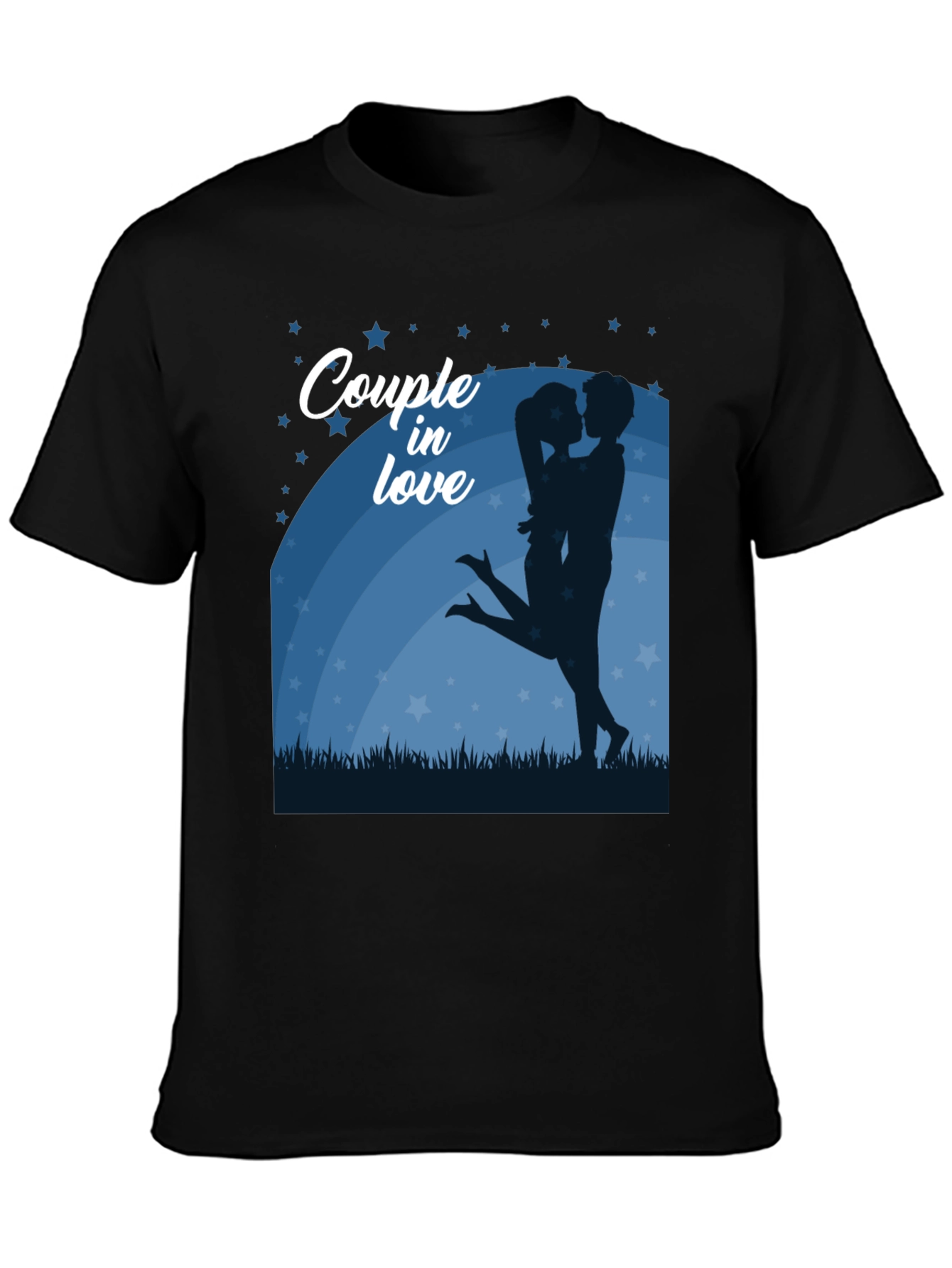 Couple in Love Graphic Tee - Romantic Black Shirt