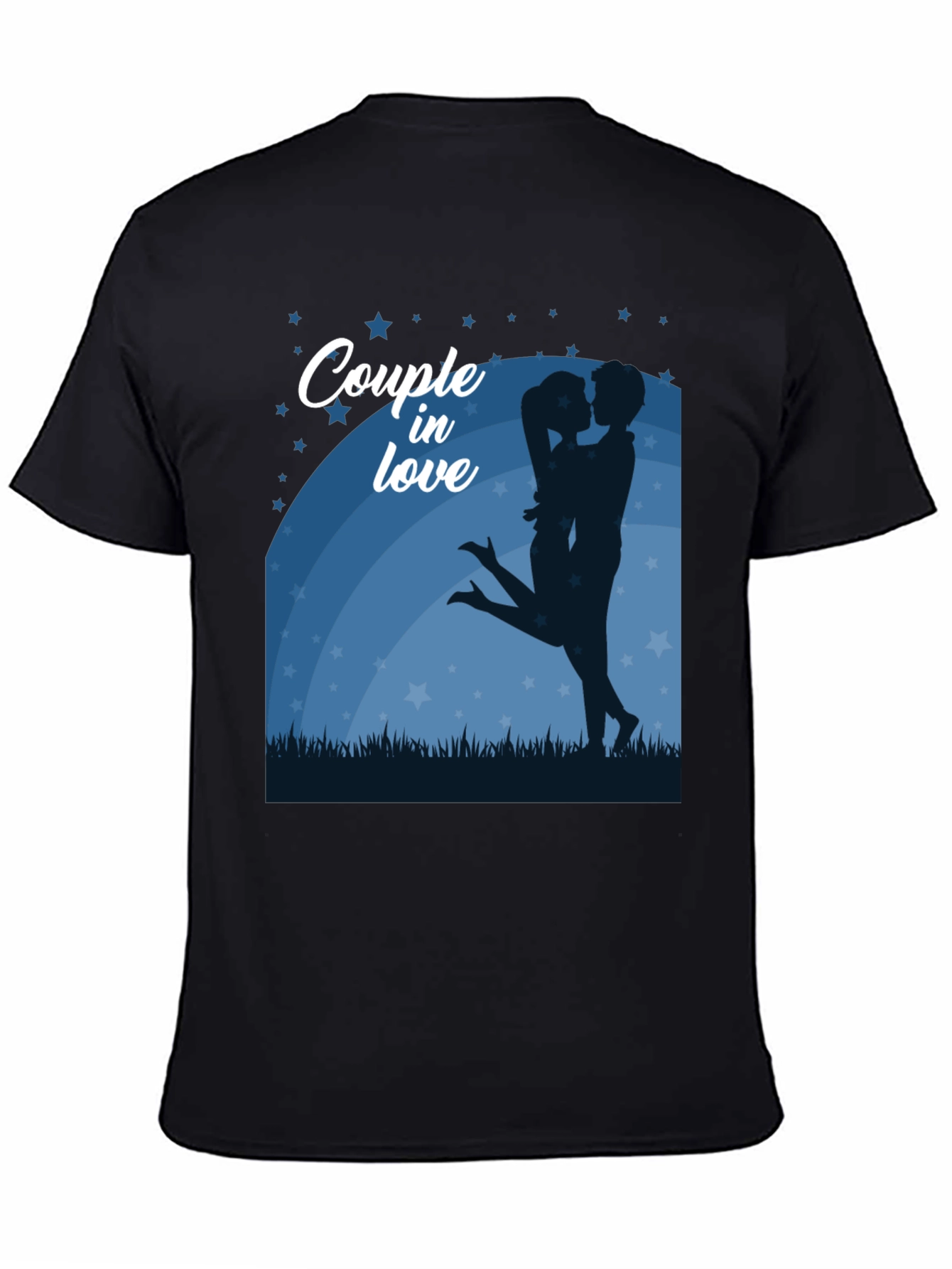 Couple in Love Graphic Tee - Romantic Black Shirt