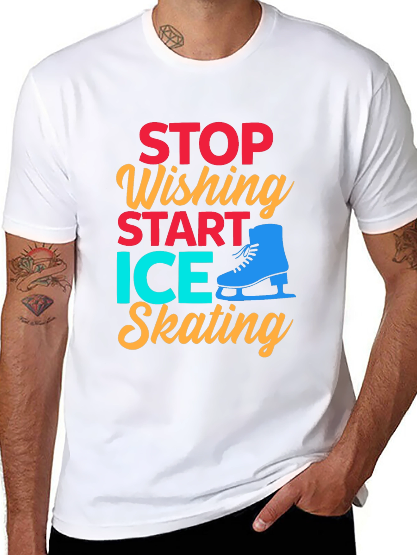Ice Skating Graphic Tee - Stop Wishing Start Skating!