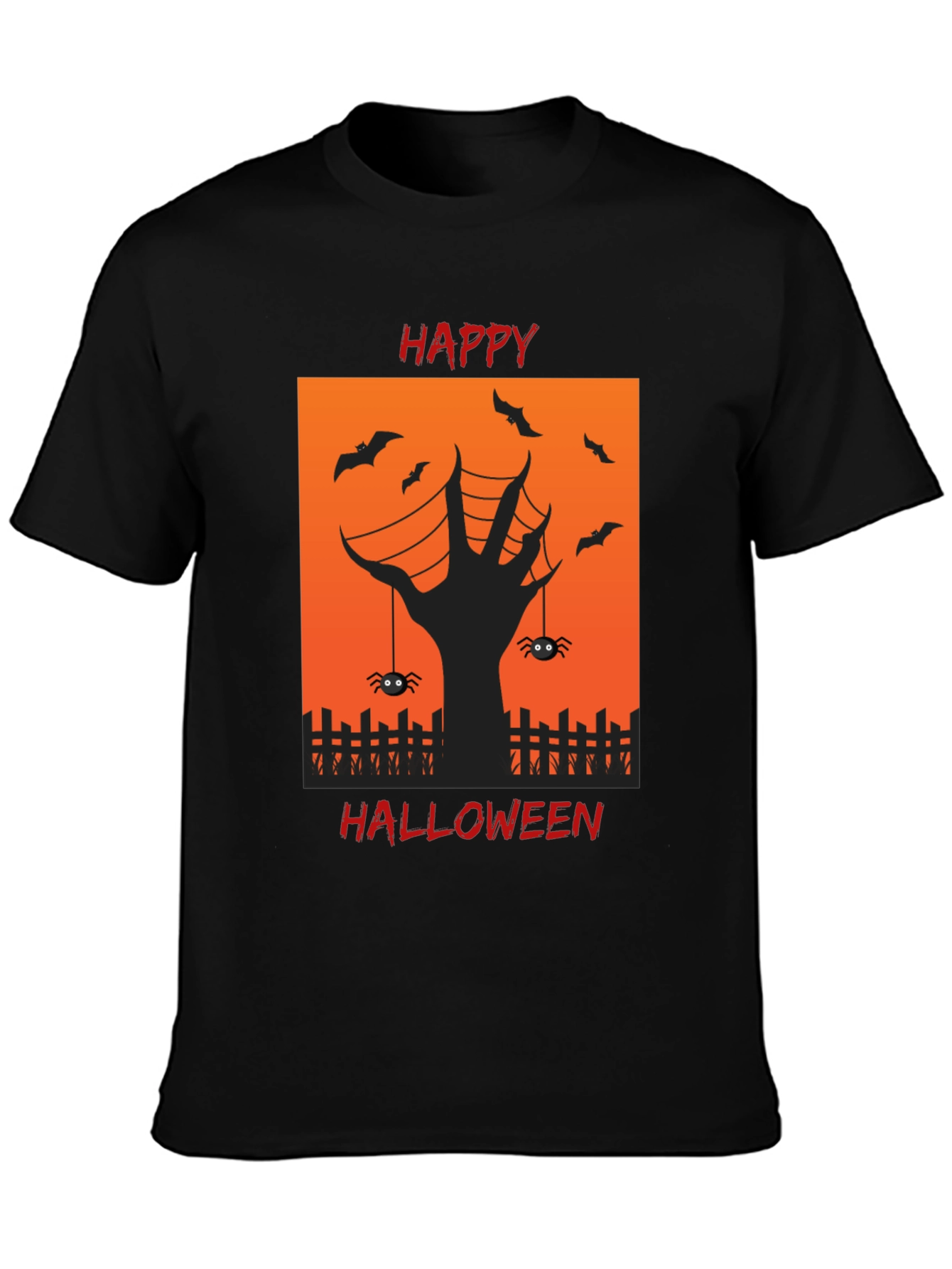 Happy Halloween T-Shirt with Spooky Hand Design