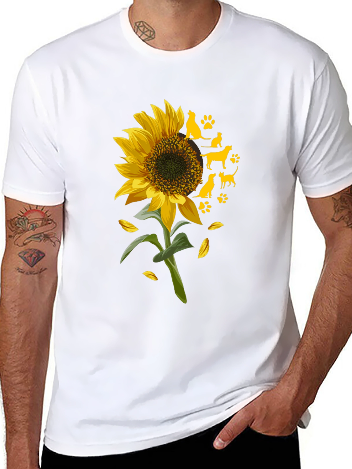 Sunflower & Dog Silhouette Graphic Tee