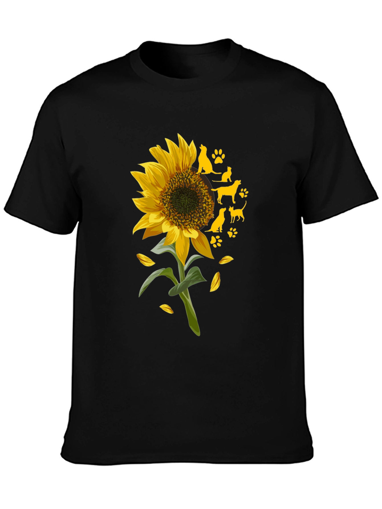 Sunflower & Dog Silhouette Graphic Tee