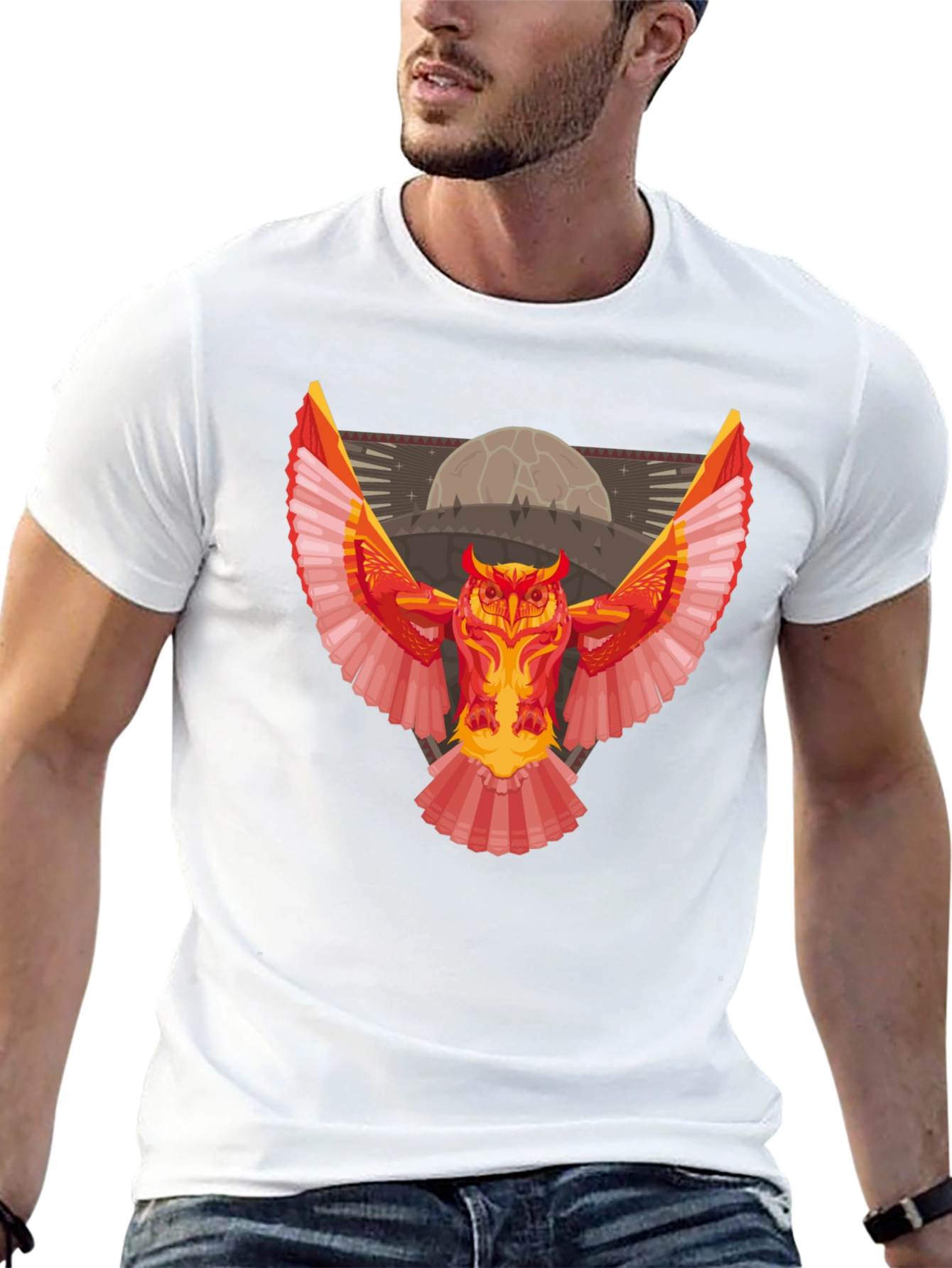 Geometric Owl Graphic Tee - Unique Design