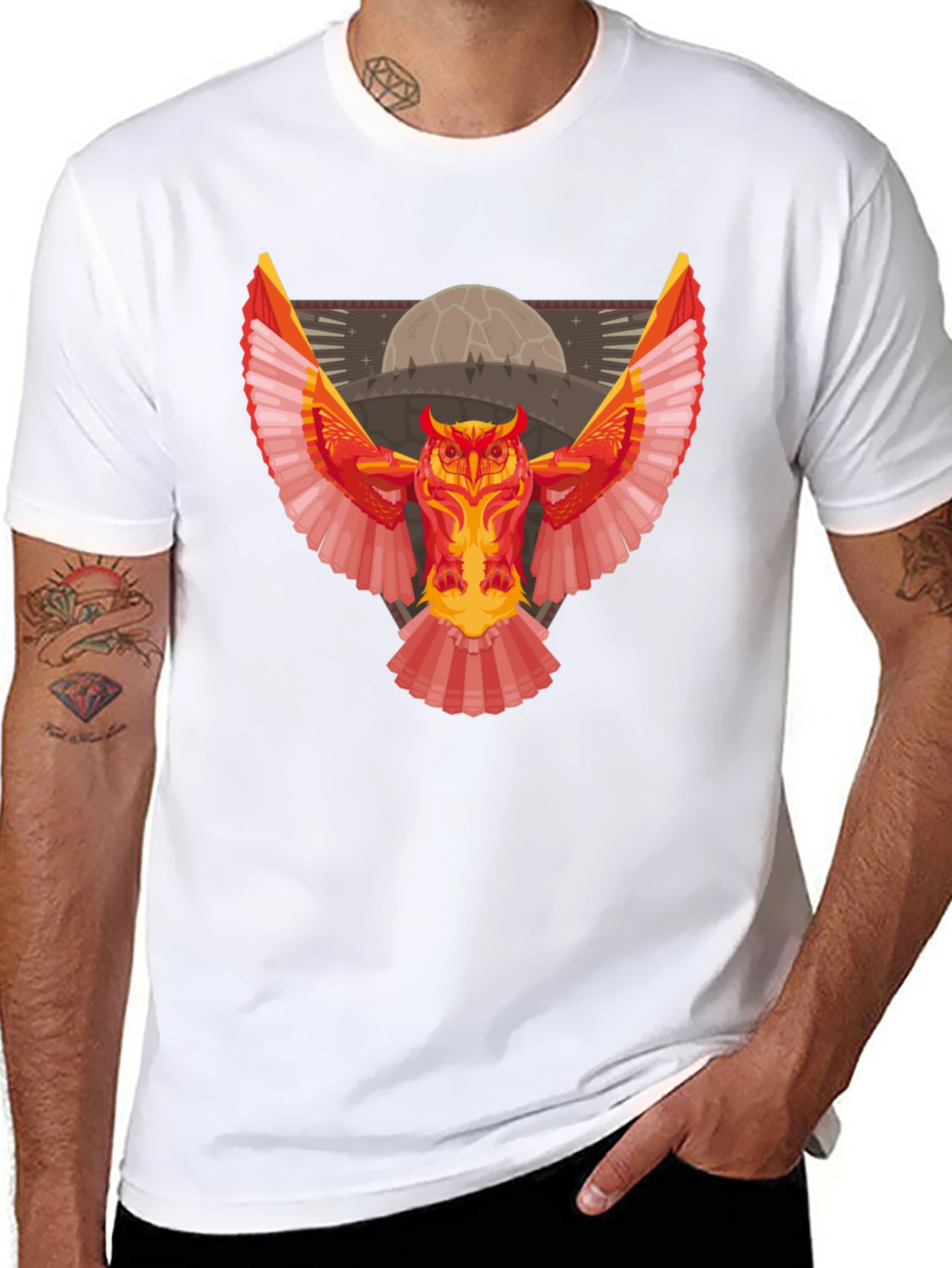 Geometric Owl Graphic Tee - Unique Design