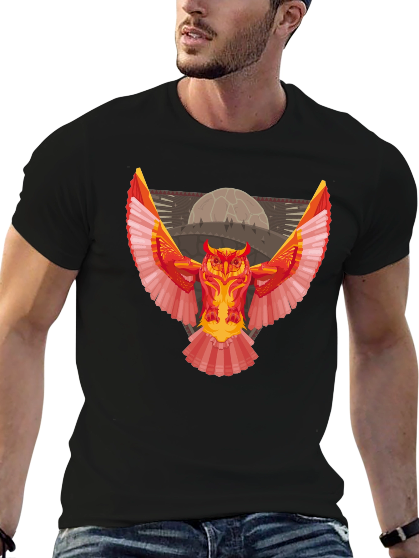 Geometric Owl Graphic Tee - Unique Design