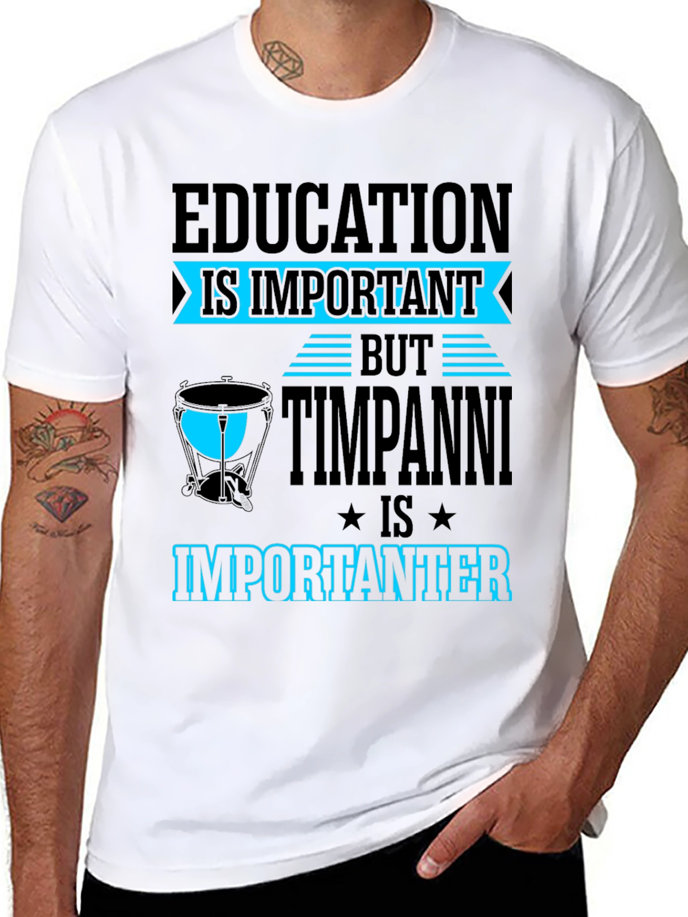 Education vs Timpani T-Shirt - Musician Humor Tee