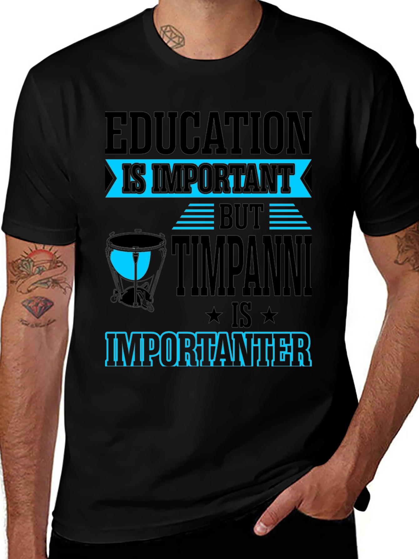 Education vs Timpani T-Shirt - Musician Humor Tee