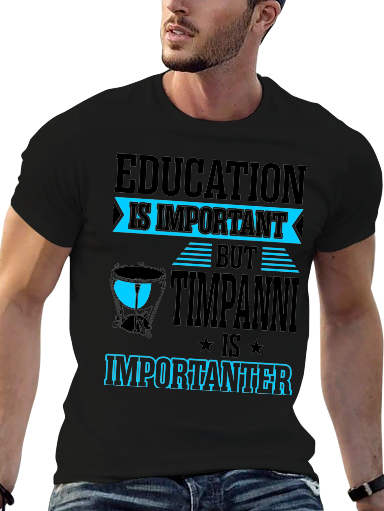 Education vs Timpani T-Shirt - Musician Humor Tee