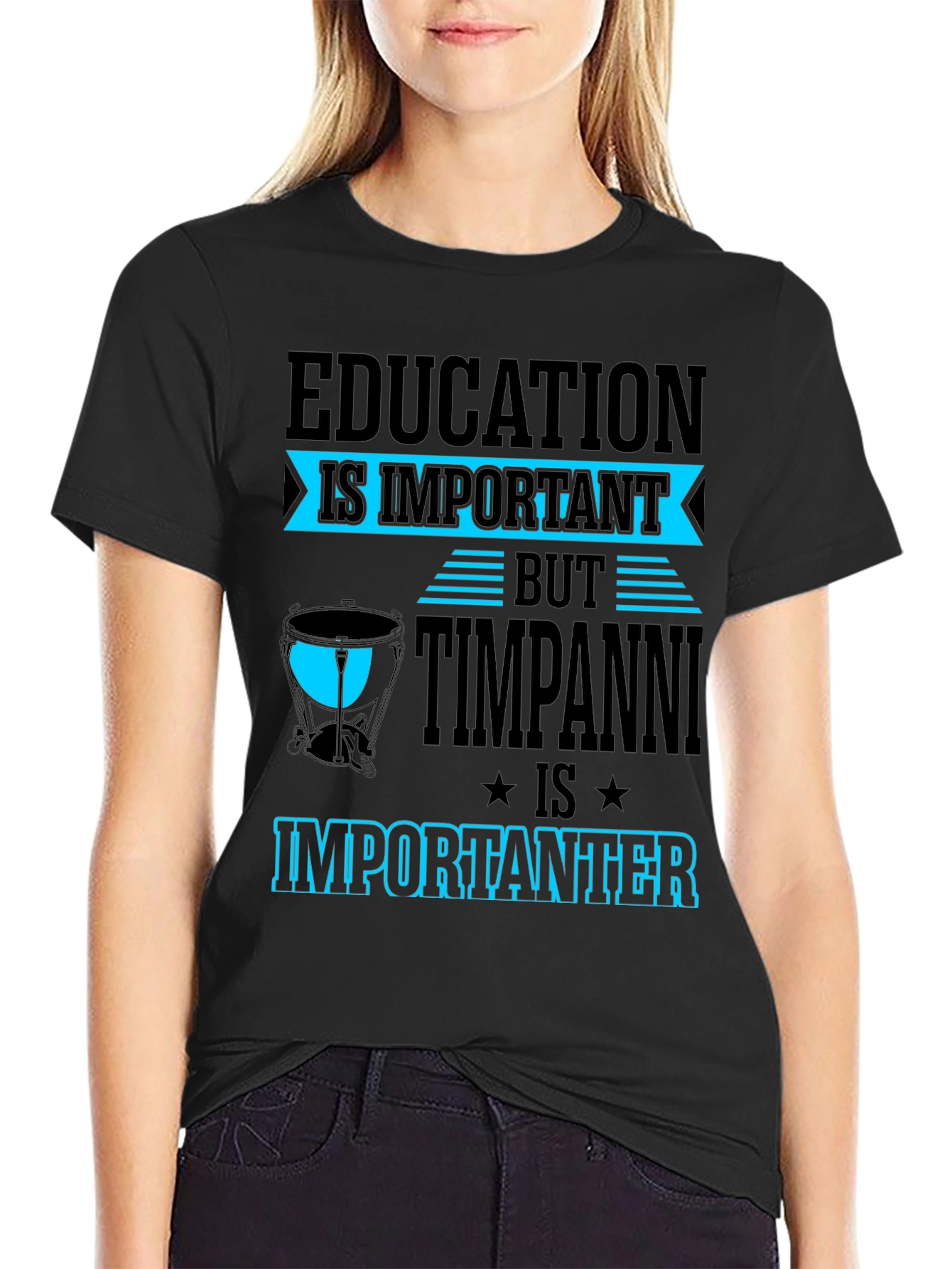 Education vs Timpani T-Shirt - Musician Humor Tee