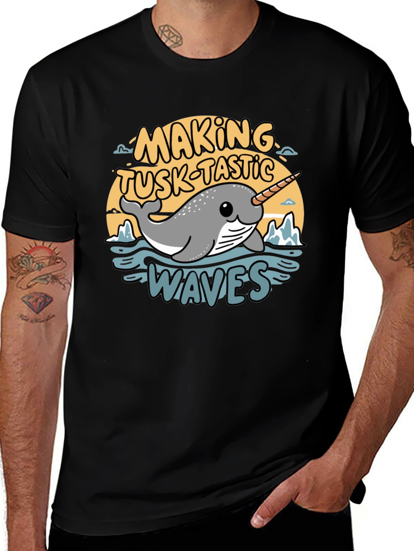 Narwhal Tusk-Tastic Waves Graphic Tee