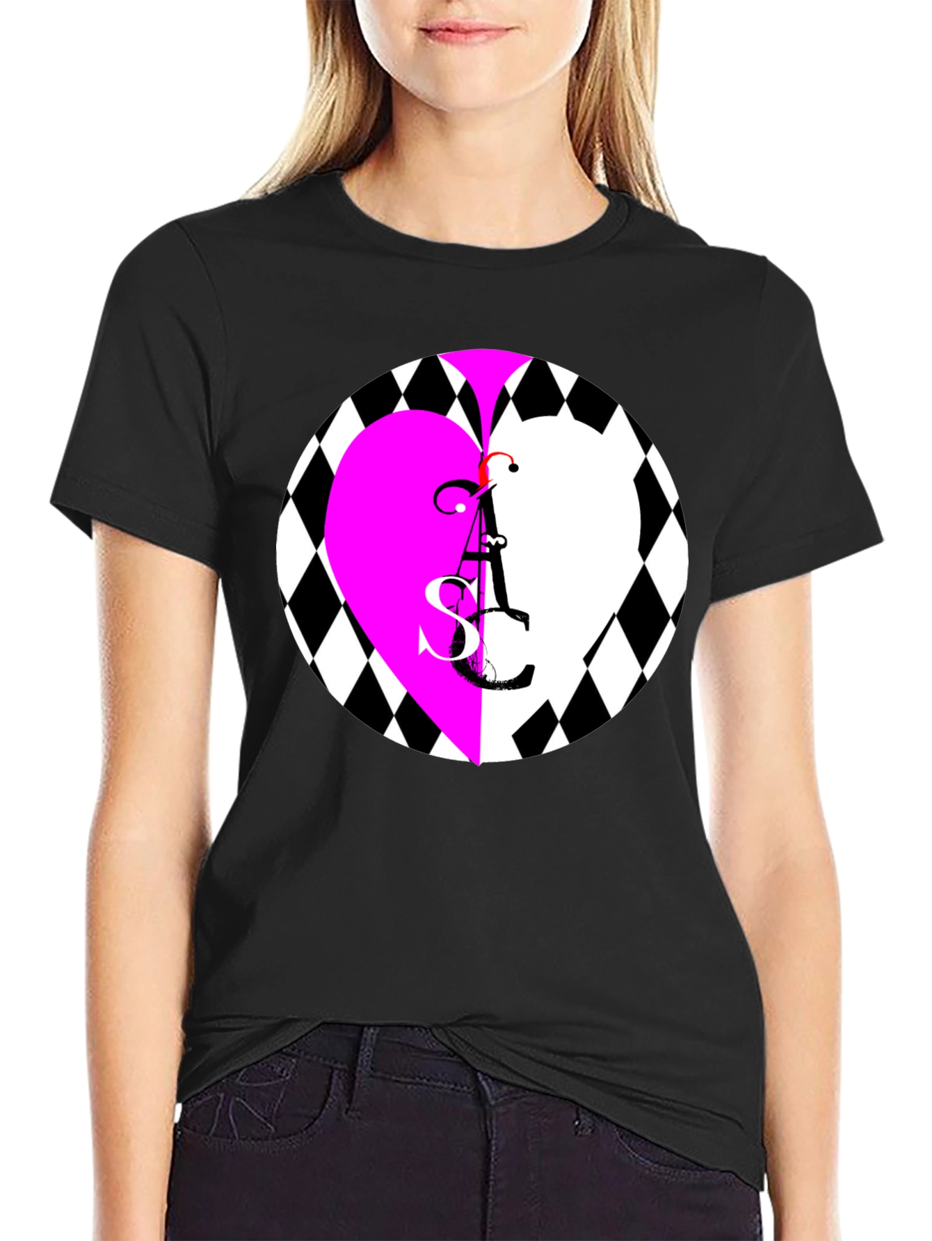 Heart ASC Graphic Black T-Shirt