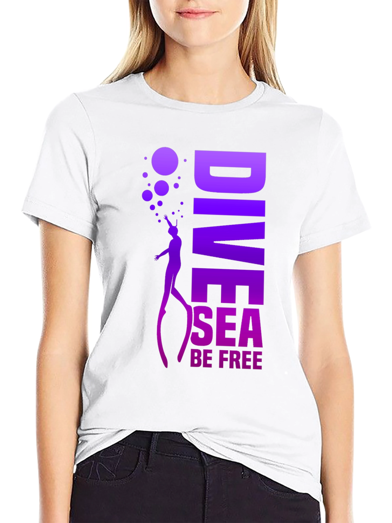 Dive Sea Be Free Graphic Tee - Black