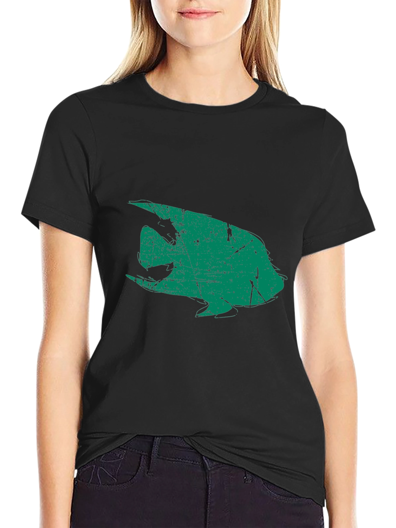 Retro Angelfish Graphic Black T-Shirt