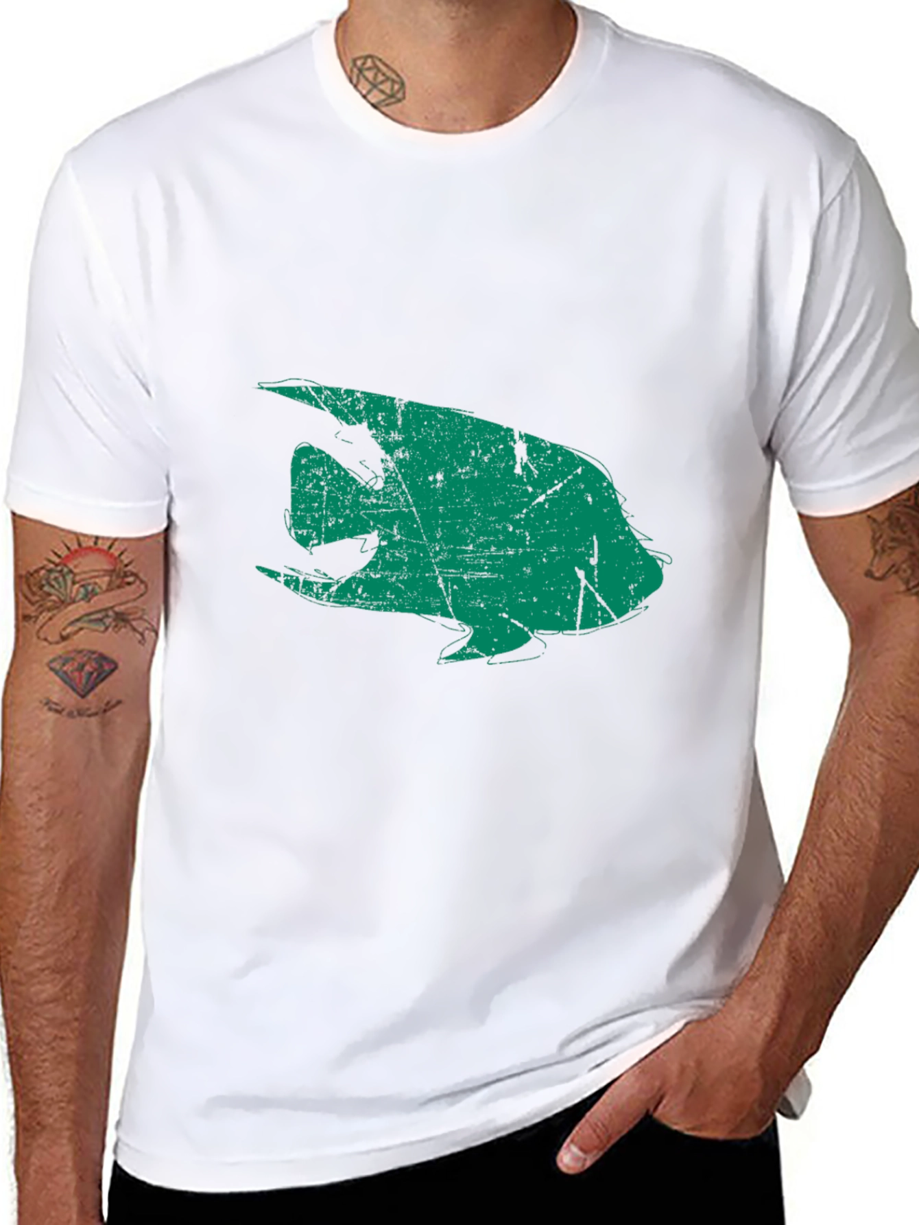Retro Angelfish Graphic Black T-Shirt