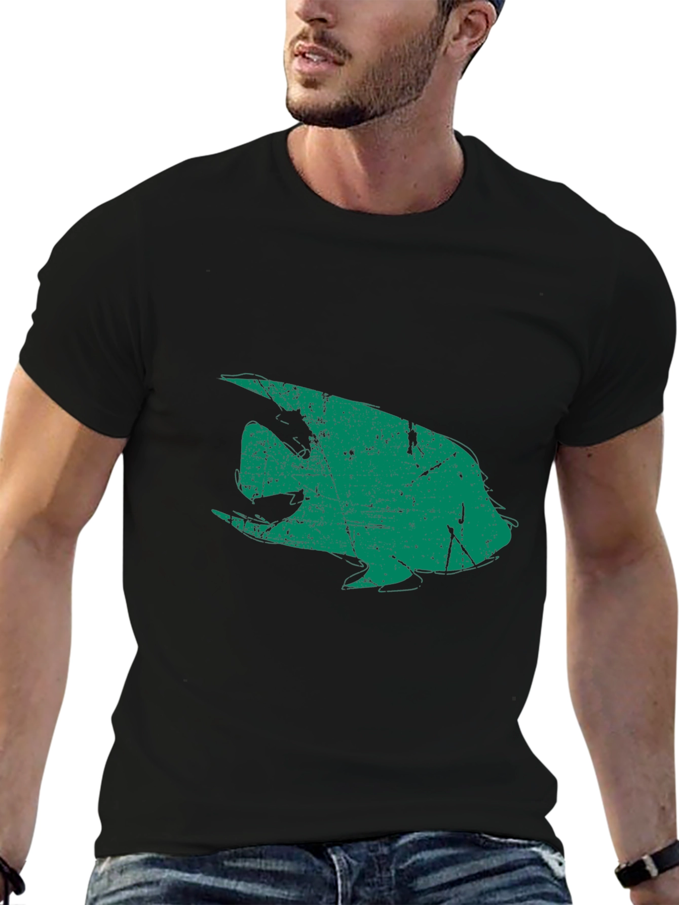 Retro Angelfish Graphic Black T-Shirt