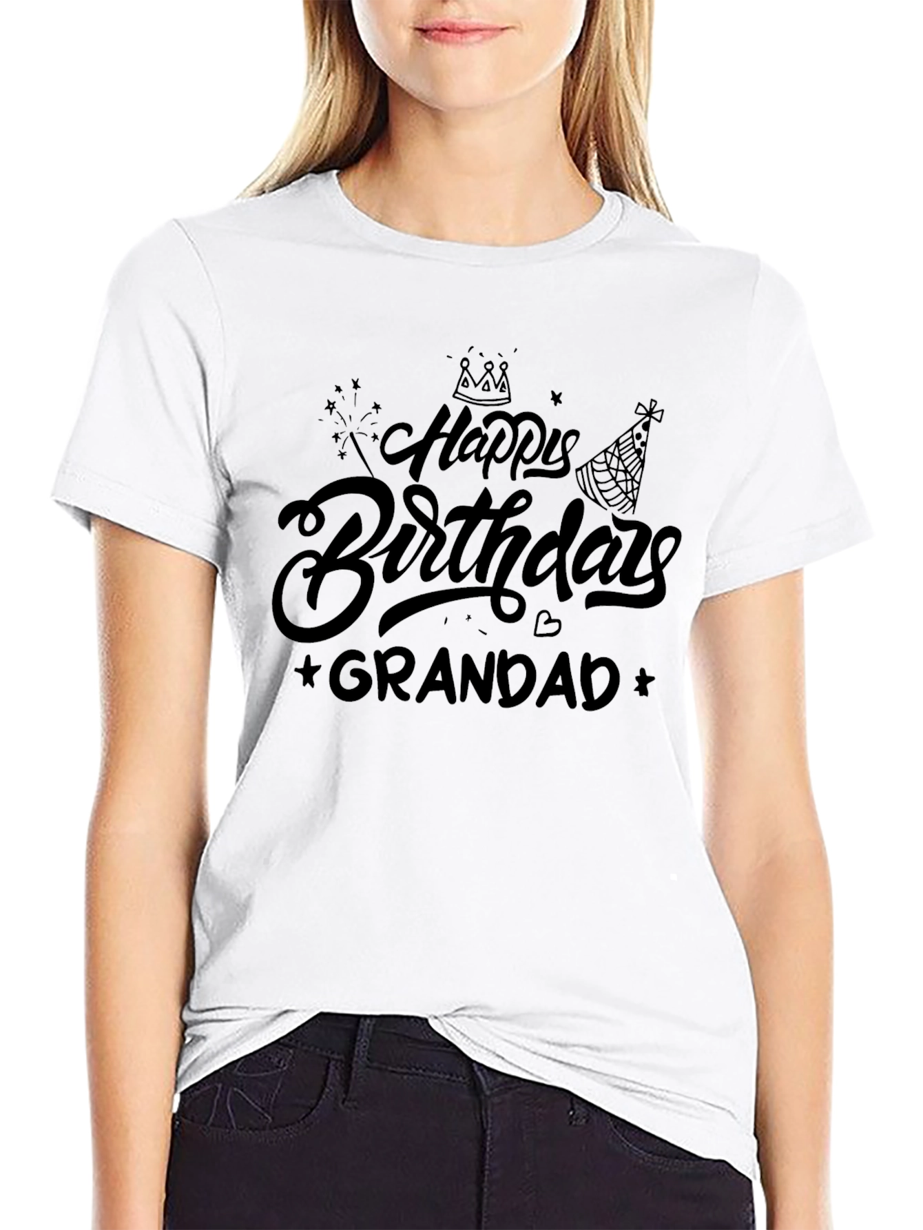 Happy Birthday Grandad Black T-Shirt