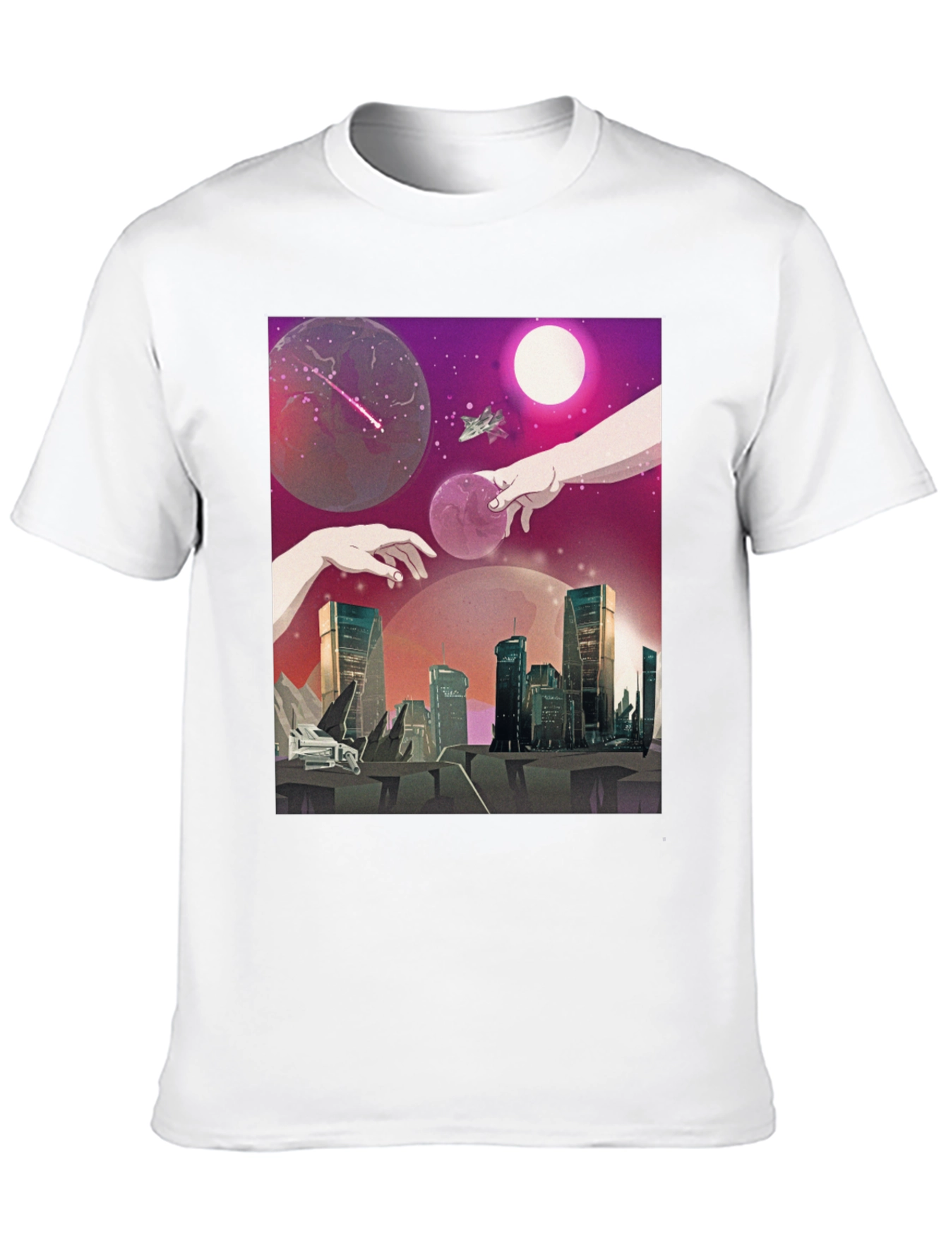 Sci-Fi Cityscape Graphic T-Shirt