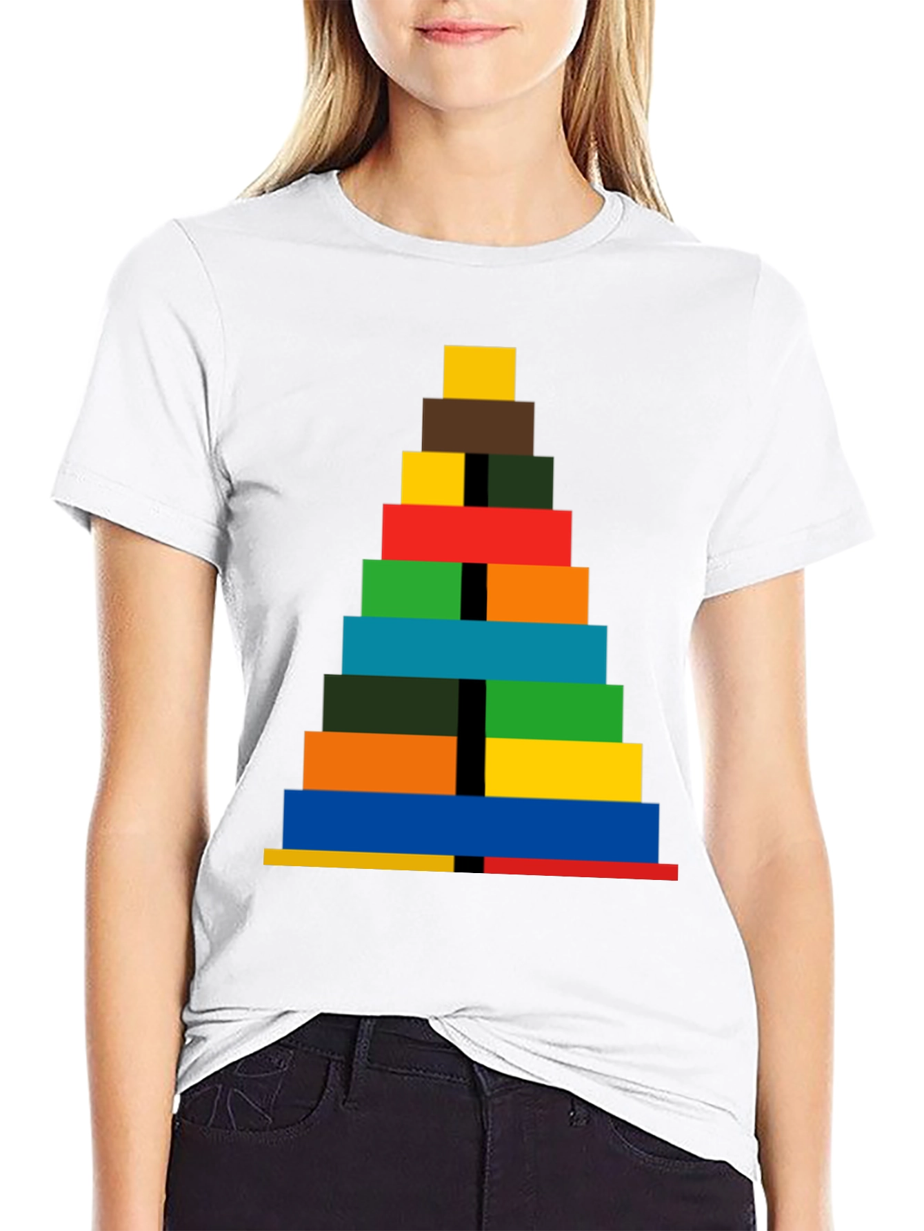 Colorful Blocks Stacked Tee