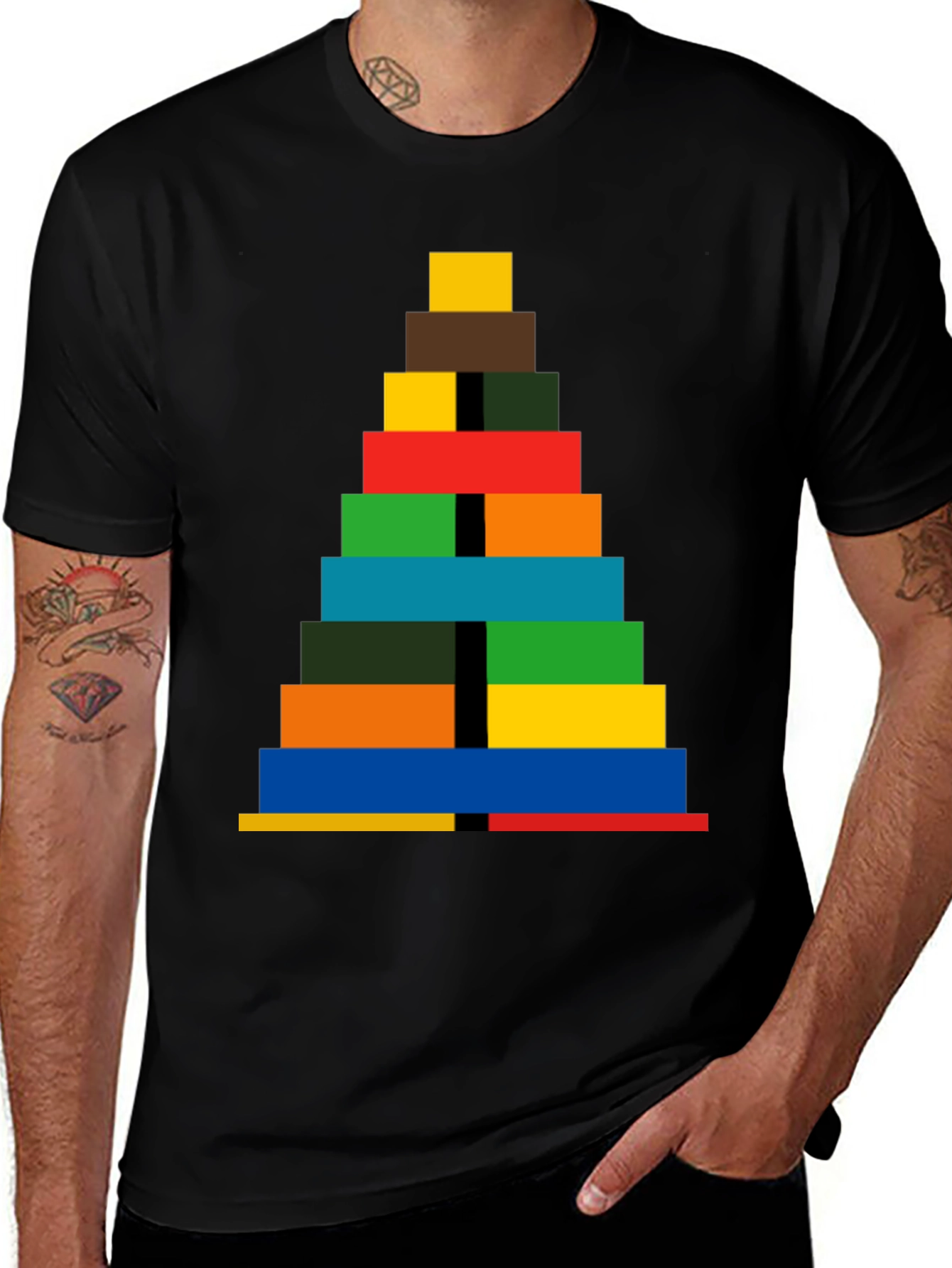 Colorful Blocks Stacked Tee