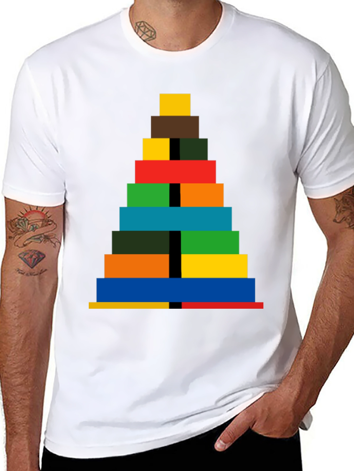 Colorful Blocks Stacked Tee