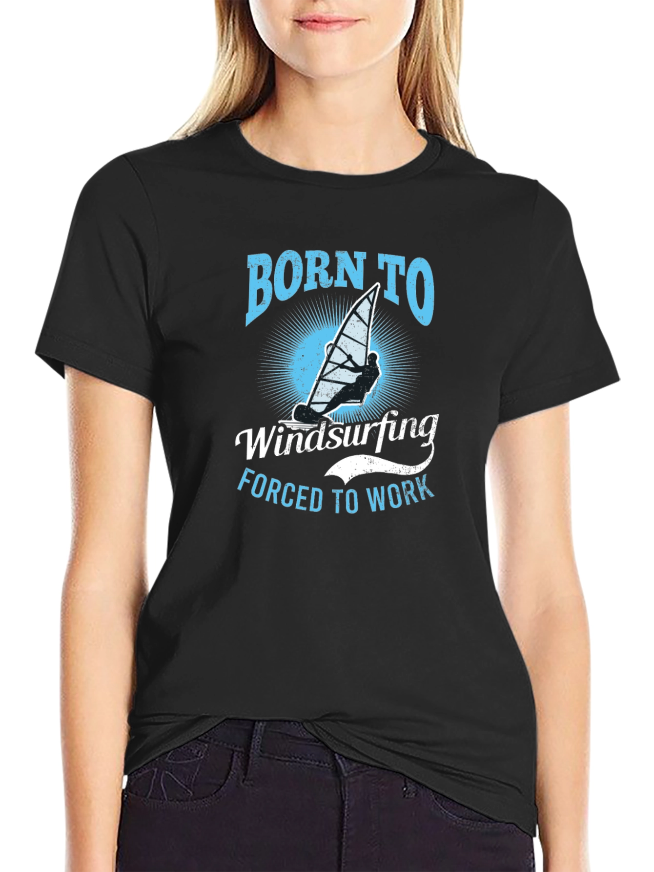 Born to Windsurfing Graphic T-Shirt - Black
