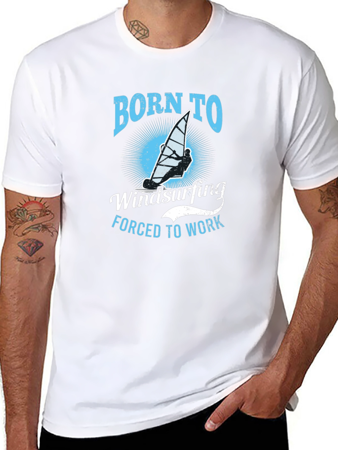 Born to Windsurfing Graphic T-Shirt - Black