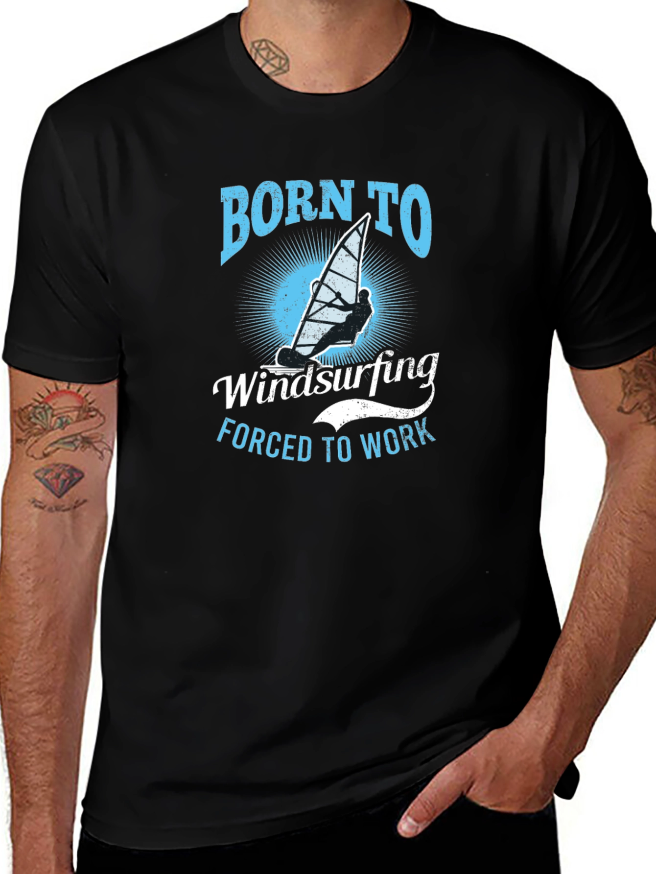 Born to Windsurfing Graphic T-Shirt - Black