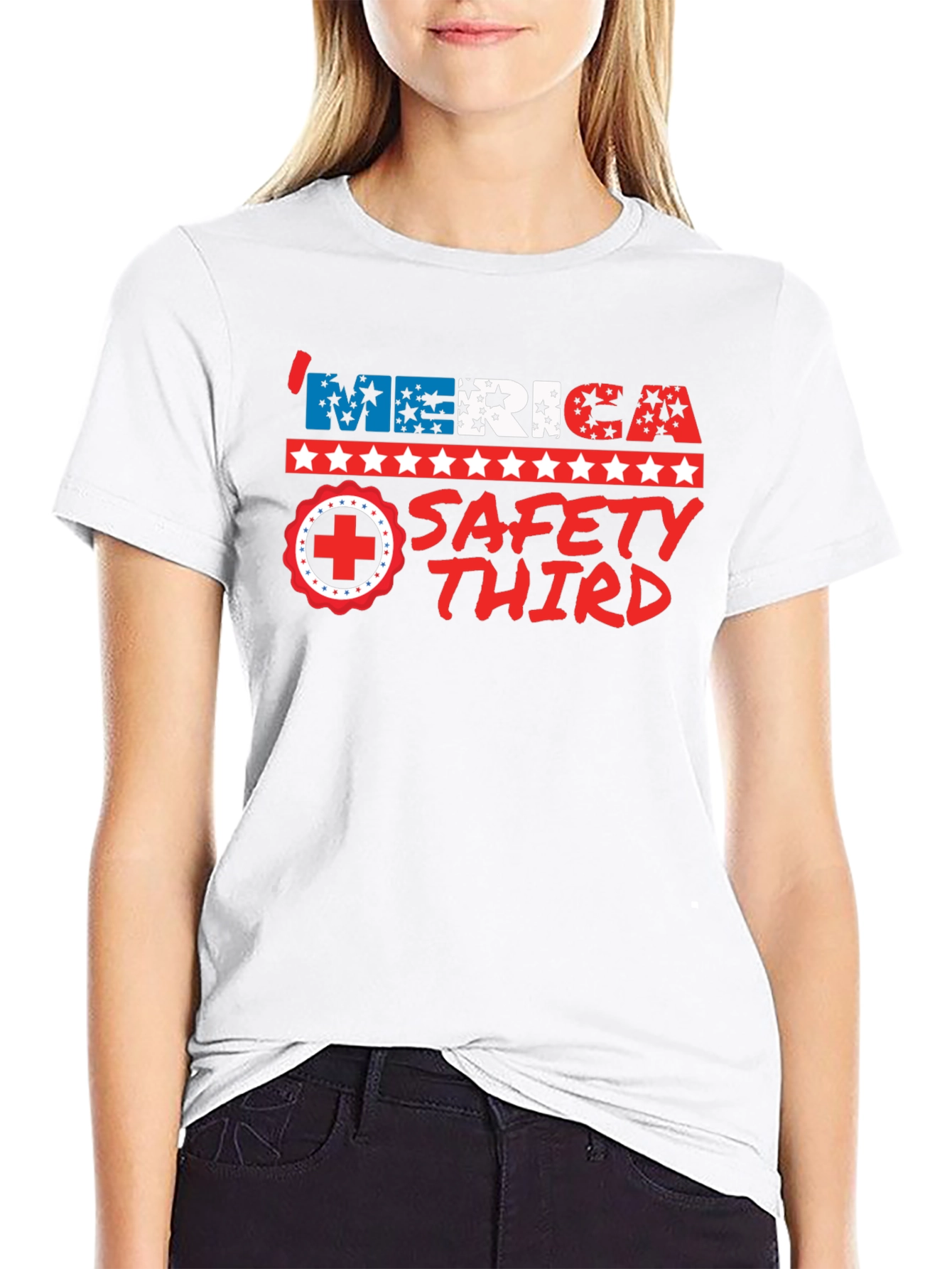 Merica Safety Third Patriotic Graphic T-Shirt
