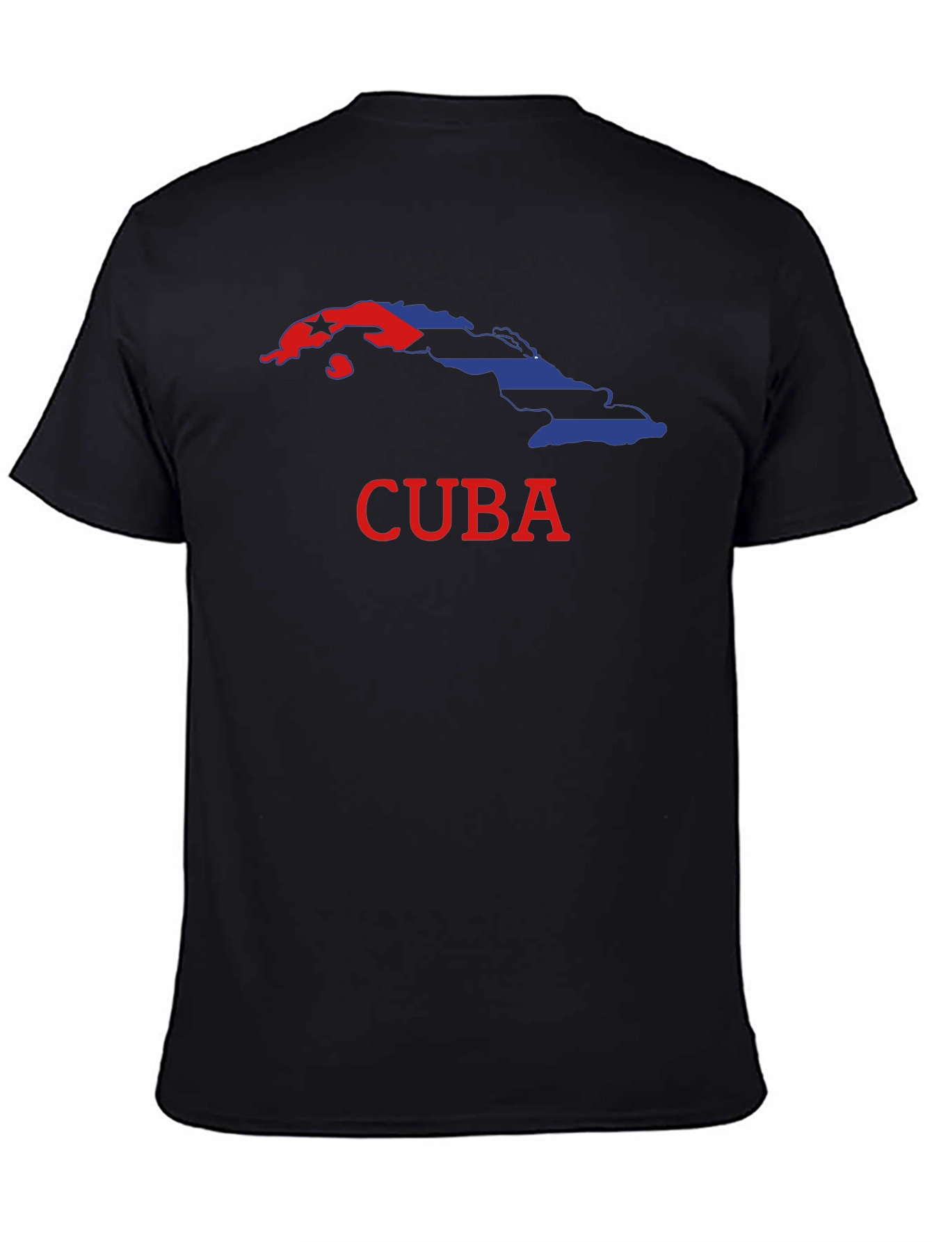 Cuba Flag Graphic Print Black T-Shirt