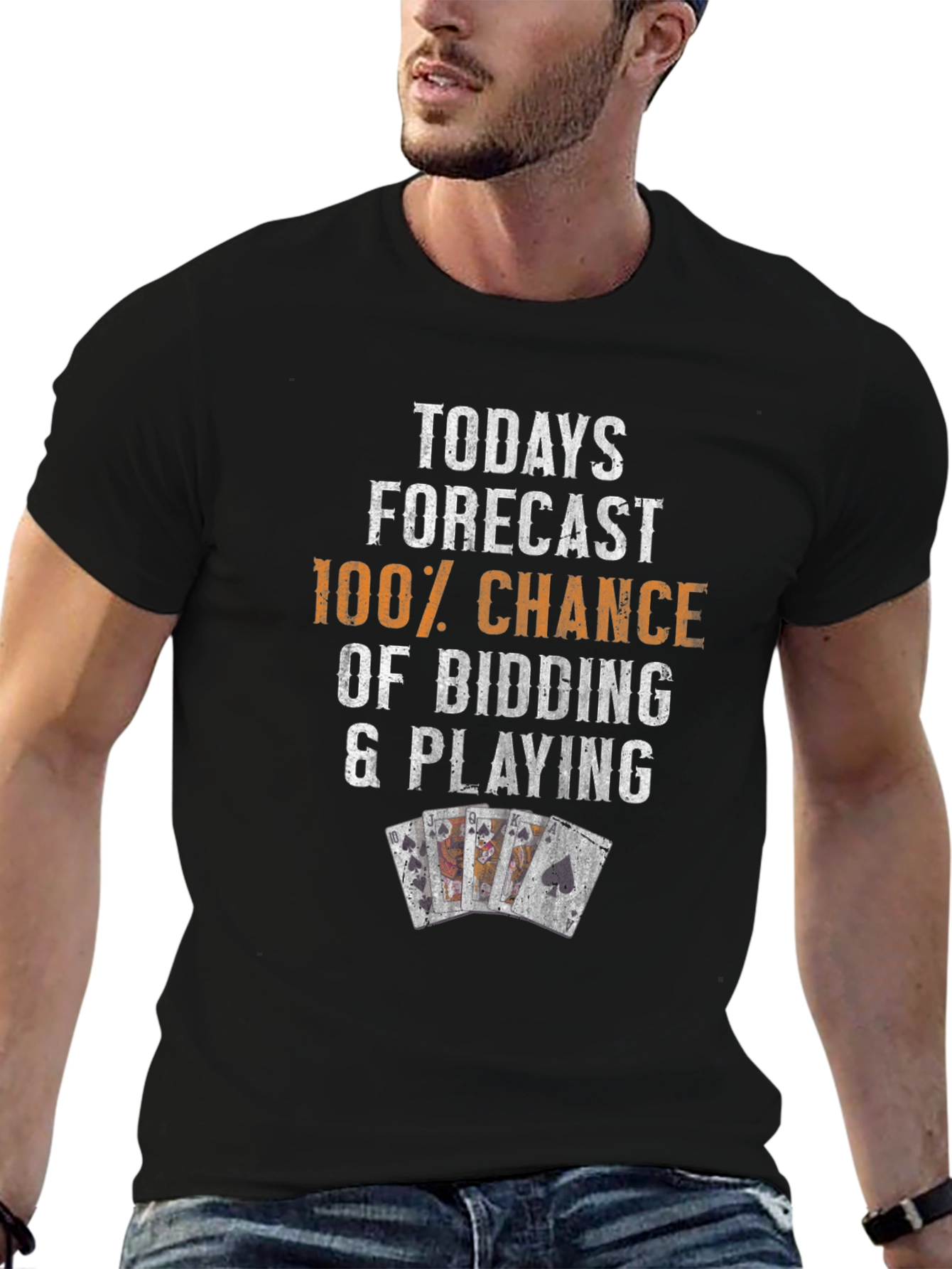 Funny Poker T-Shirt: 100% Chance Bidding & Playing