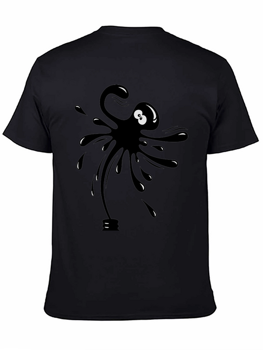 Cartoon Ink Splatter Graphic Tee - Black