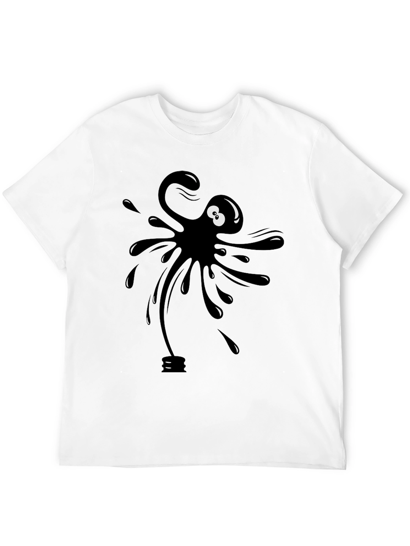 Cartoon Ink Splatter Graphic Tee - Black