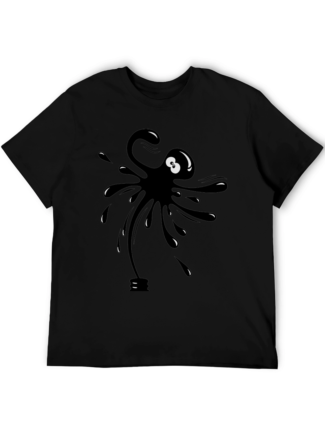 Cartoon Ink Splatter Graphic Tee - Black