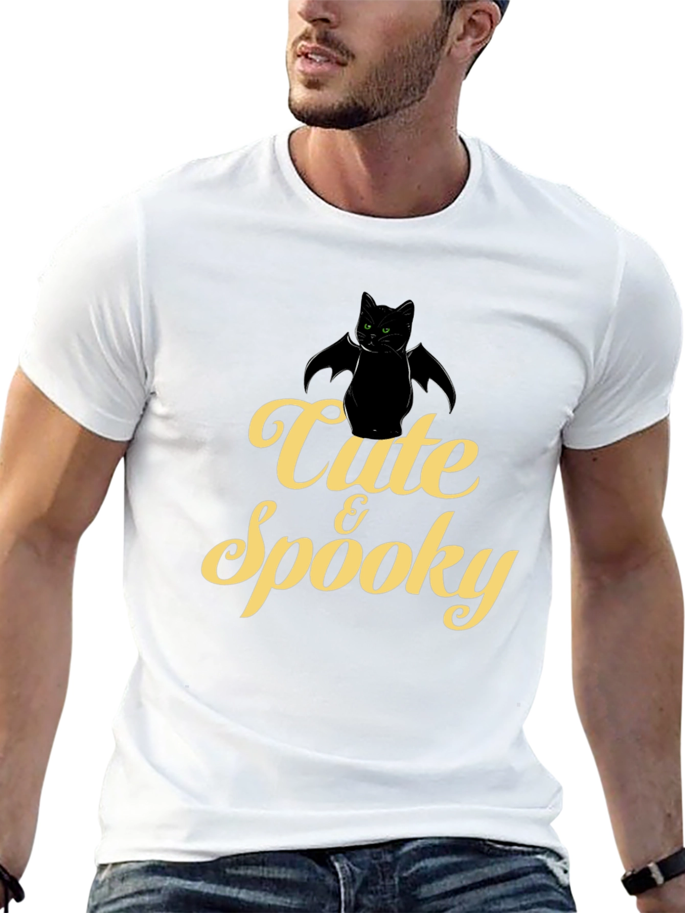 Cute & Spooky Bat Cat Graphic T-Shirt
