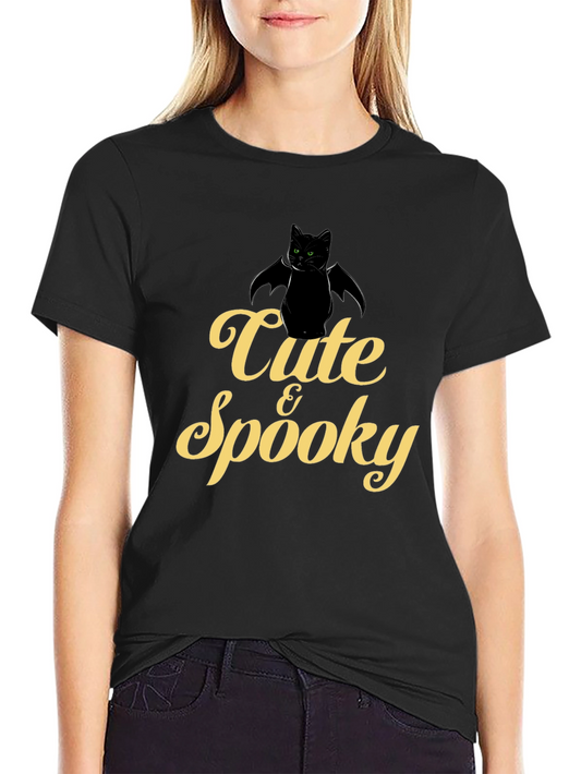 Cute & Spooky Bat Cat Graphic T-Shirt