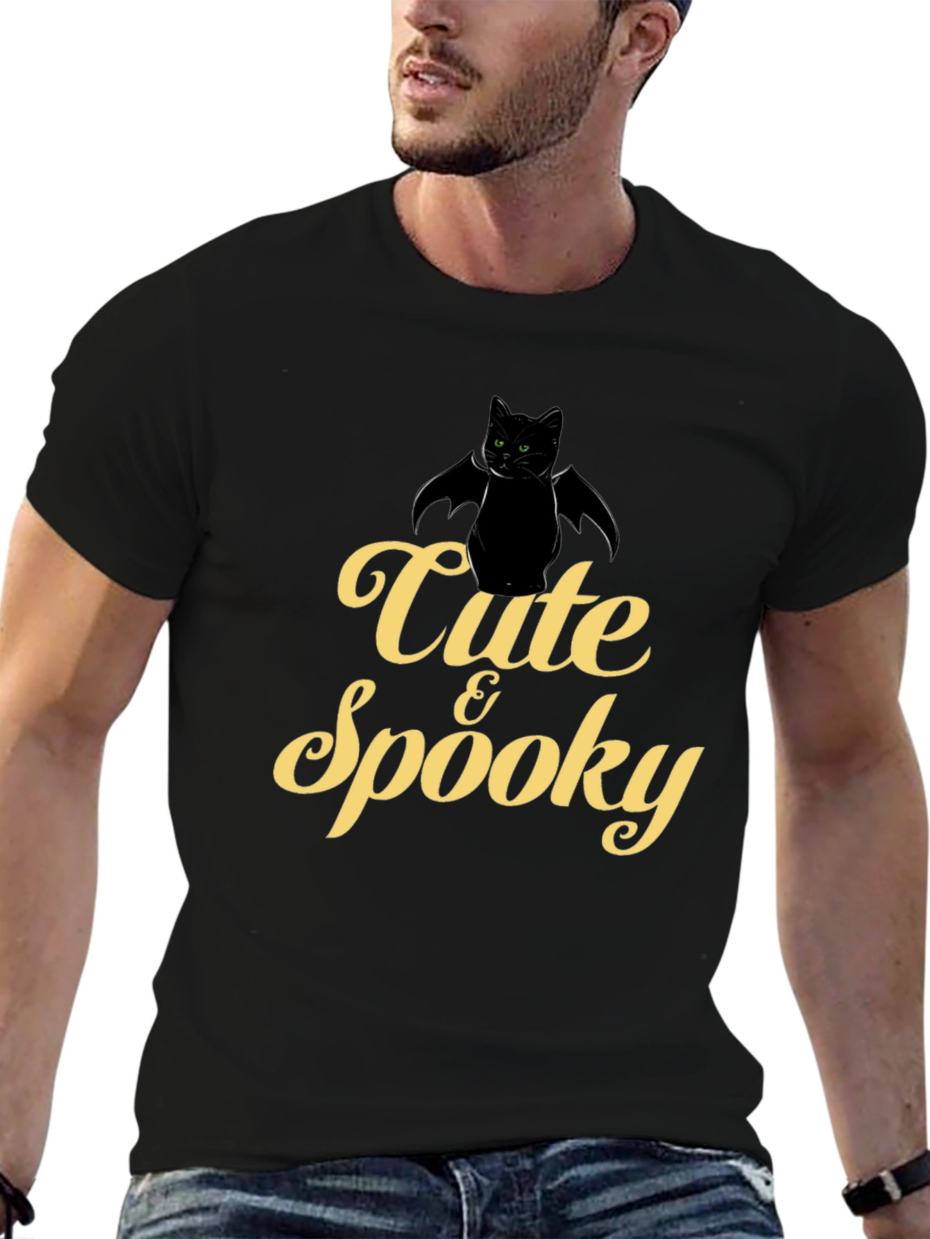 Cute & Spooky Bat Cat Graphic T-Shirt
