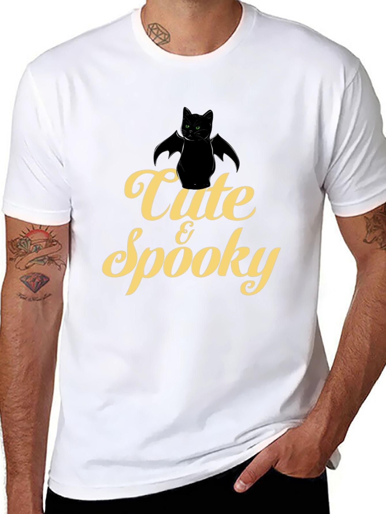 Cute & Spooky Bat Cat Graphic T-Shirt