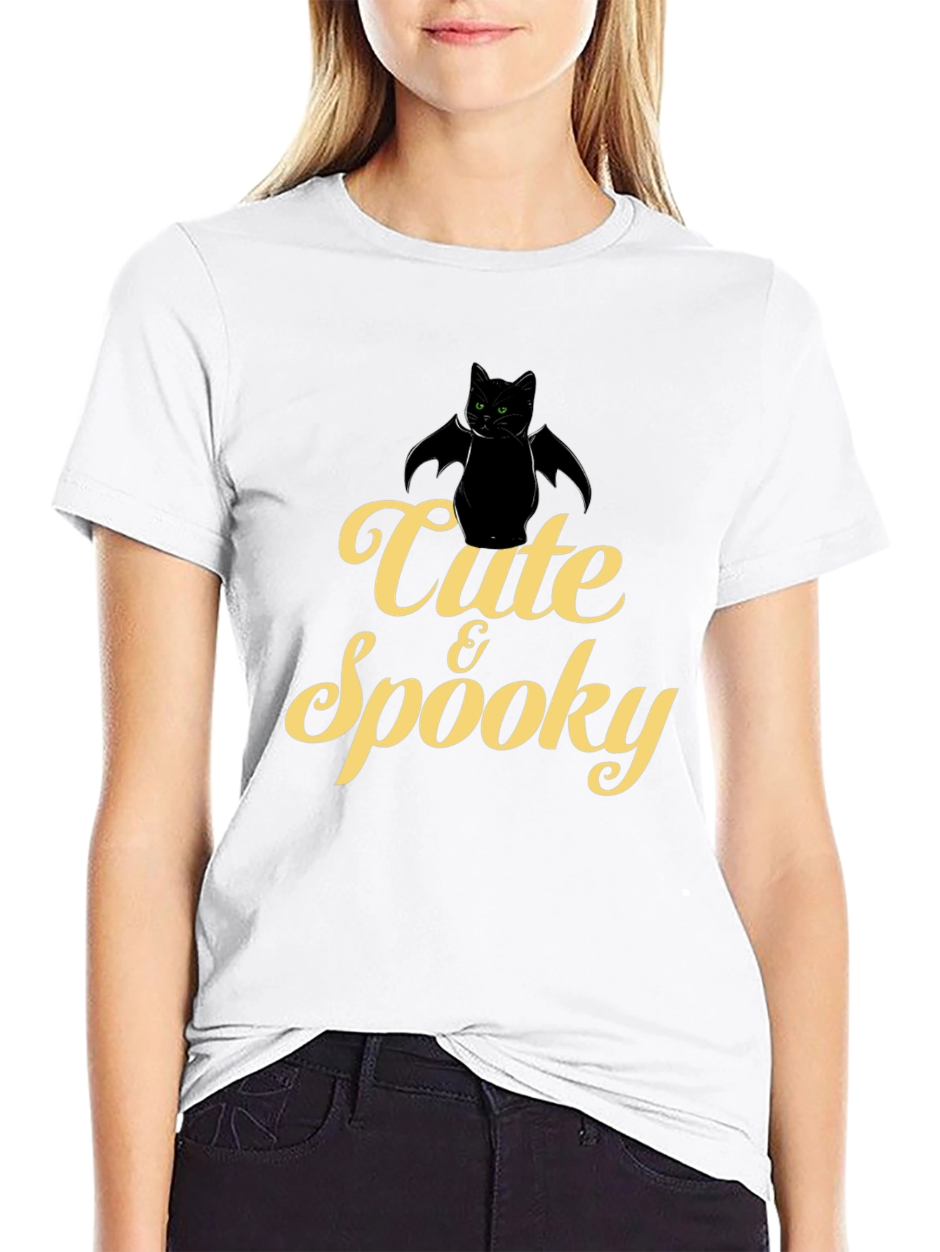 Cute & Spooky Bat Cat Graphic T-Shirt