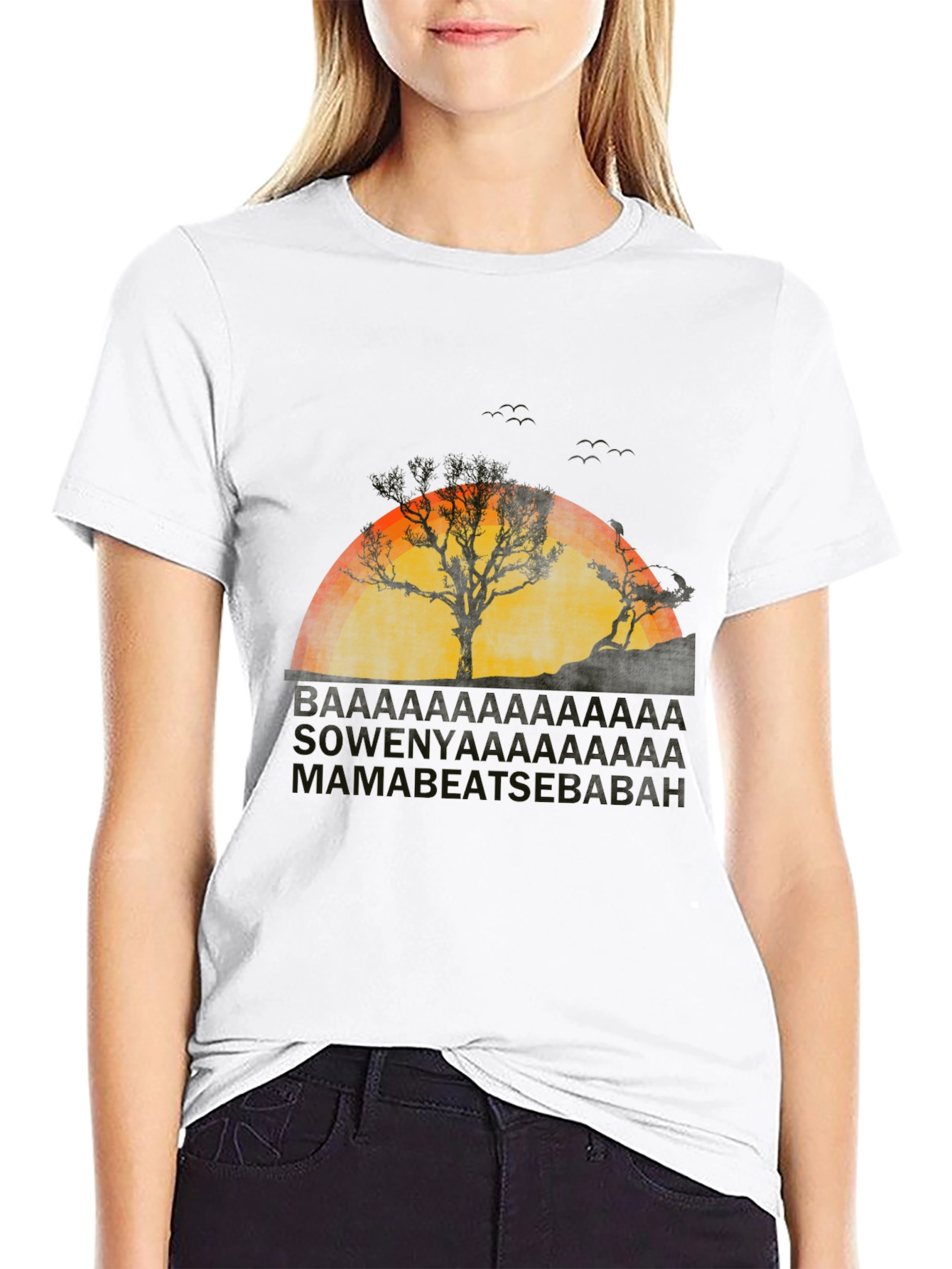 Tree Silhouette Graphic Tee - Sunset Design