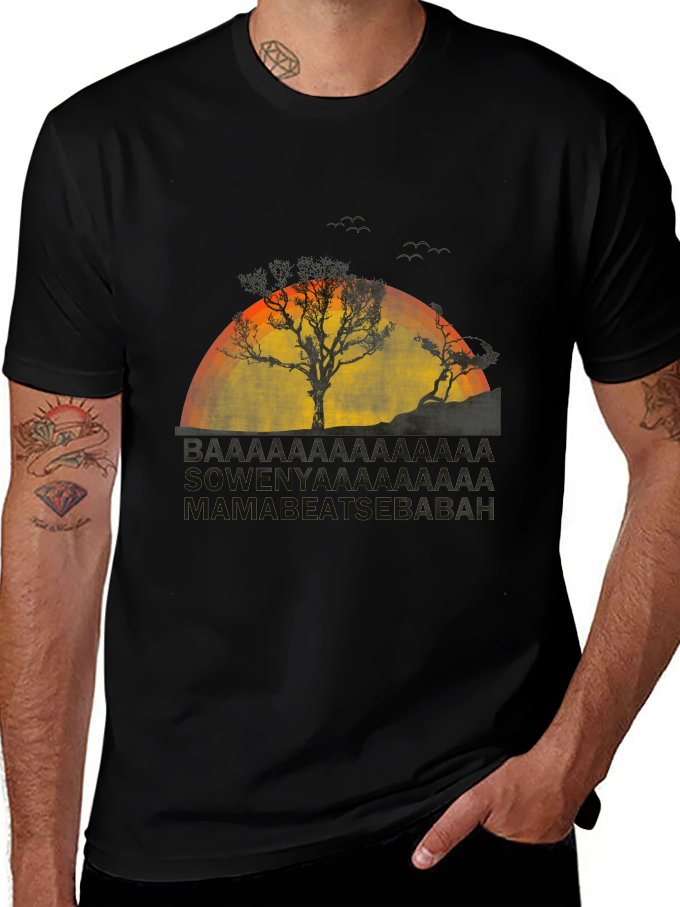 Tree Silhouette Graphic Tee - Sunset Design