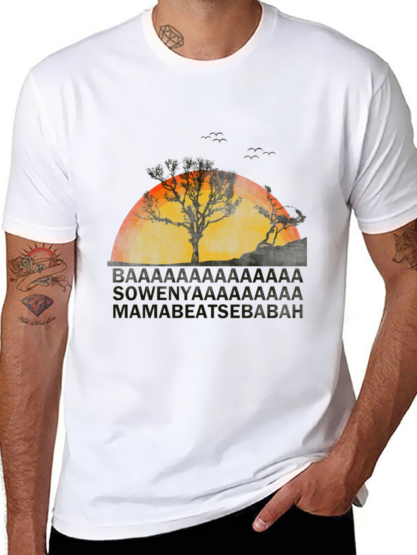 Tree Silhouette Graphic Tee - Sunset Design