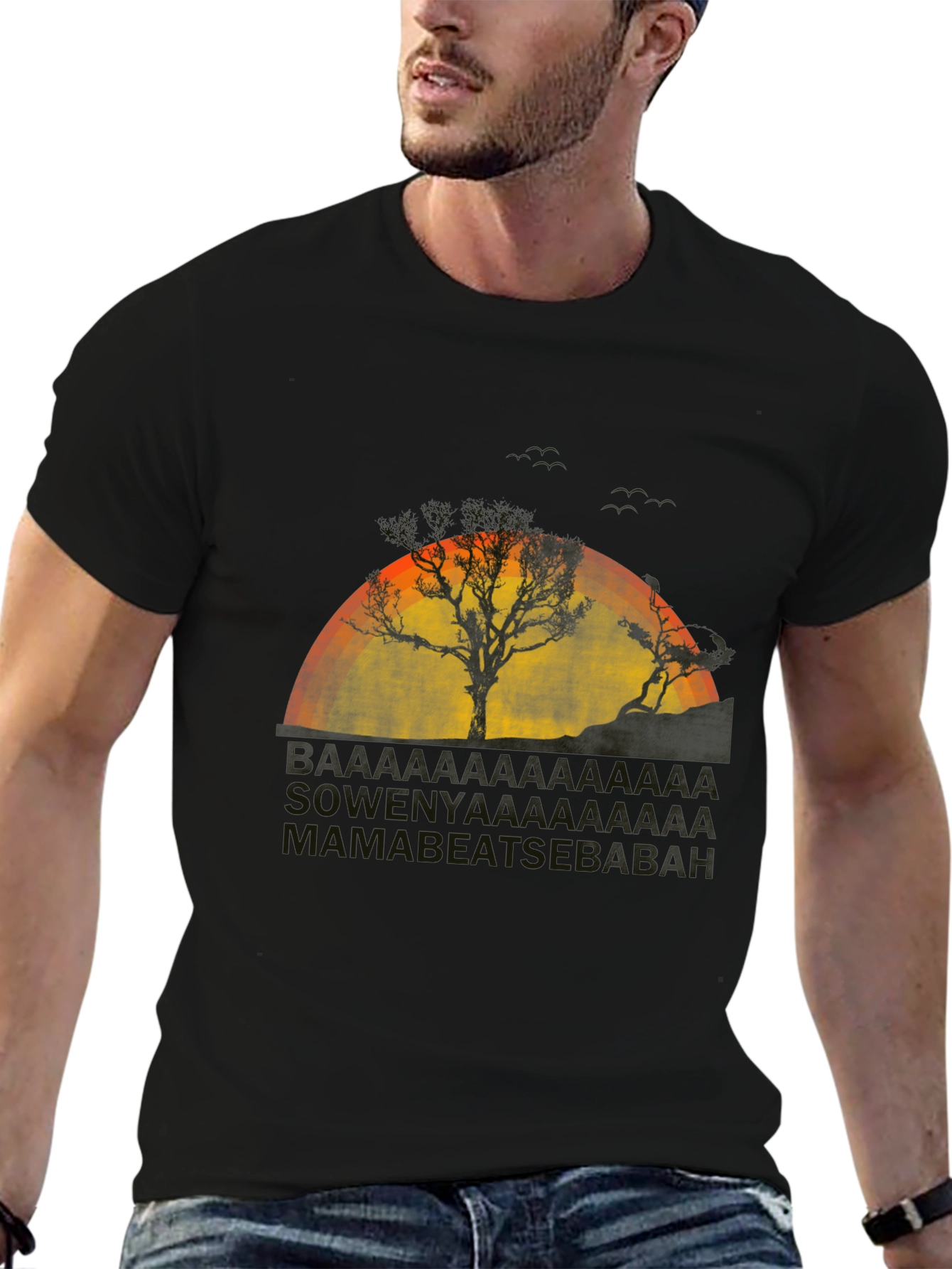 Tree Silhouette Graphic Tee - Sunset Design