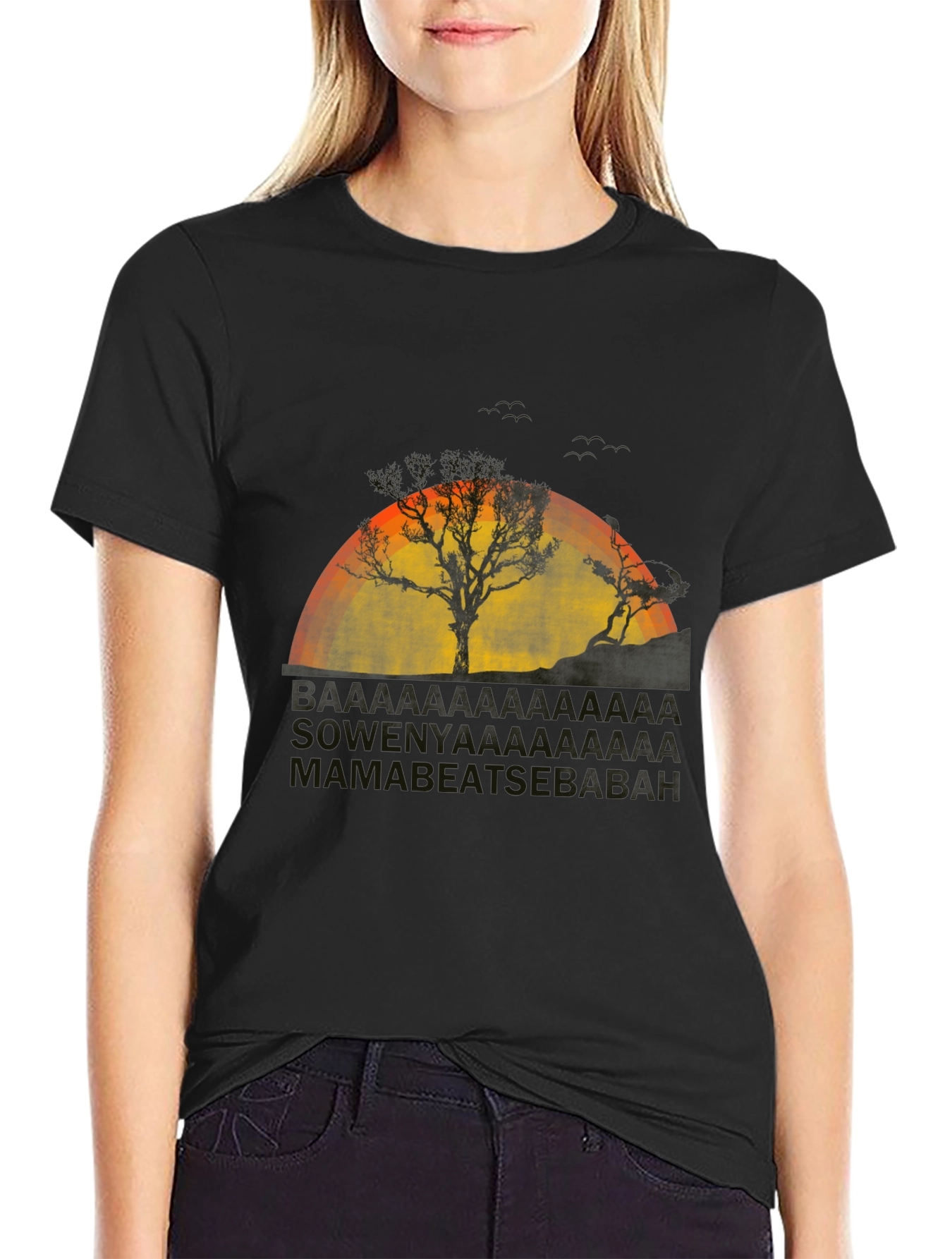 Tree Silhouette Graphic Tee - Sunset Design