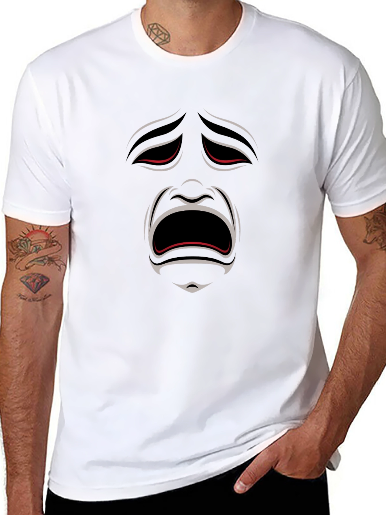 Dramatic Face Graphic Tee - Express Yourself