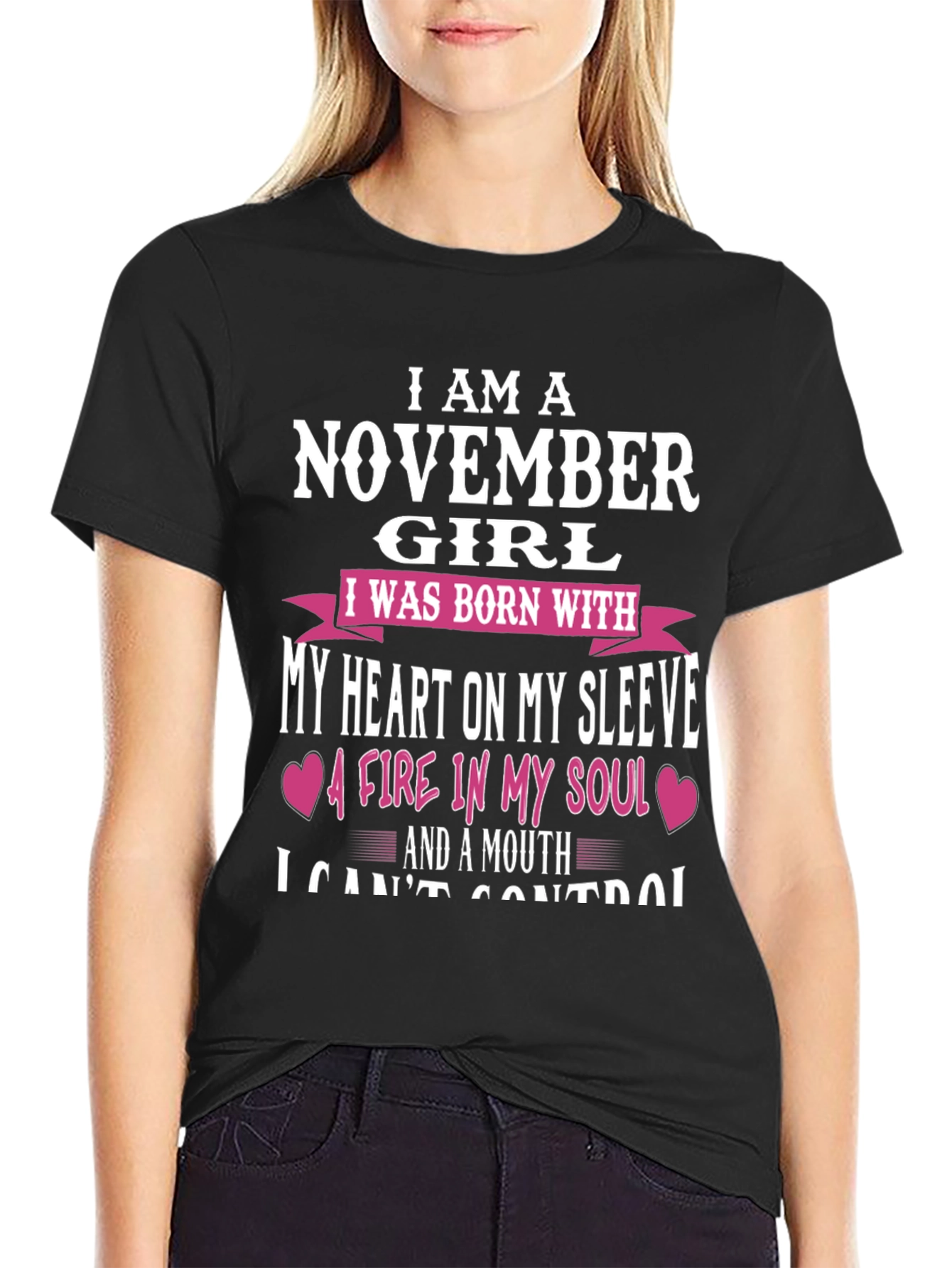 November Girl T-Shirt - Heart on Sleeve