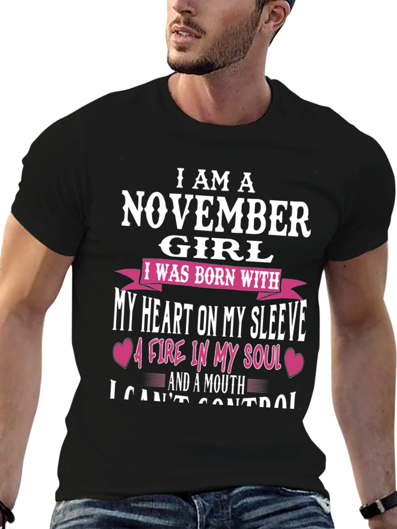 November Girl T-Shirt - Heart on Sleeve