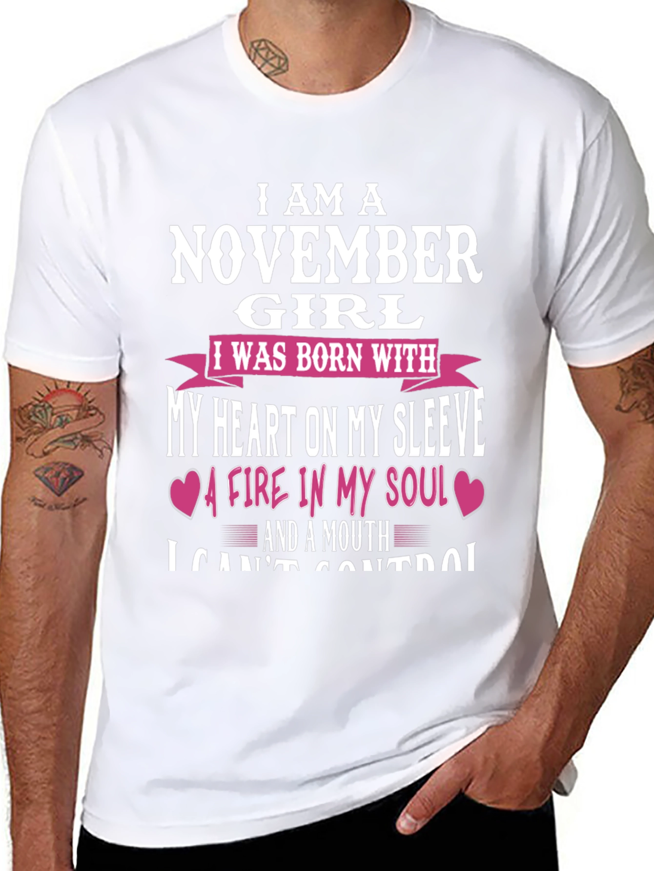 November Girl T-Shirt - Heart on Sleeve