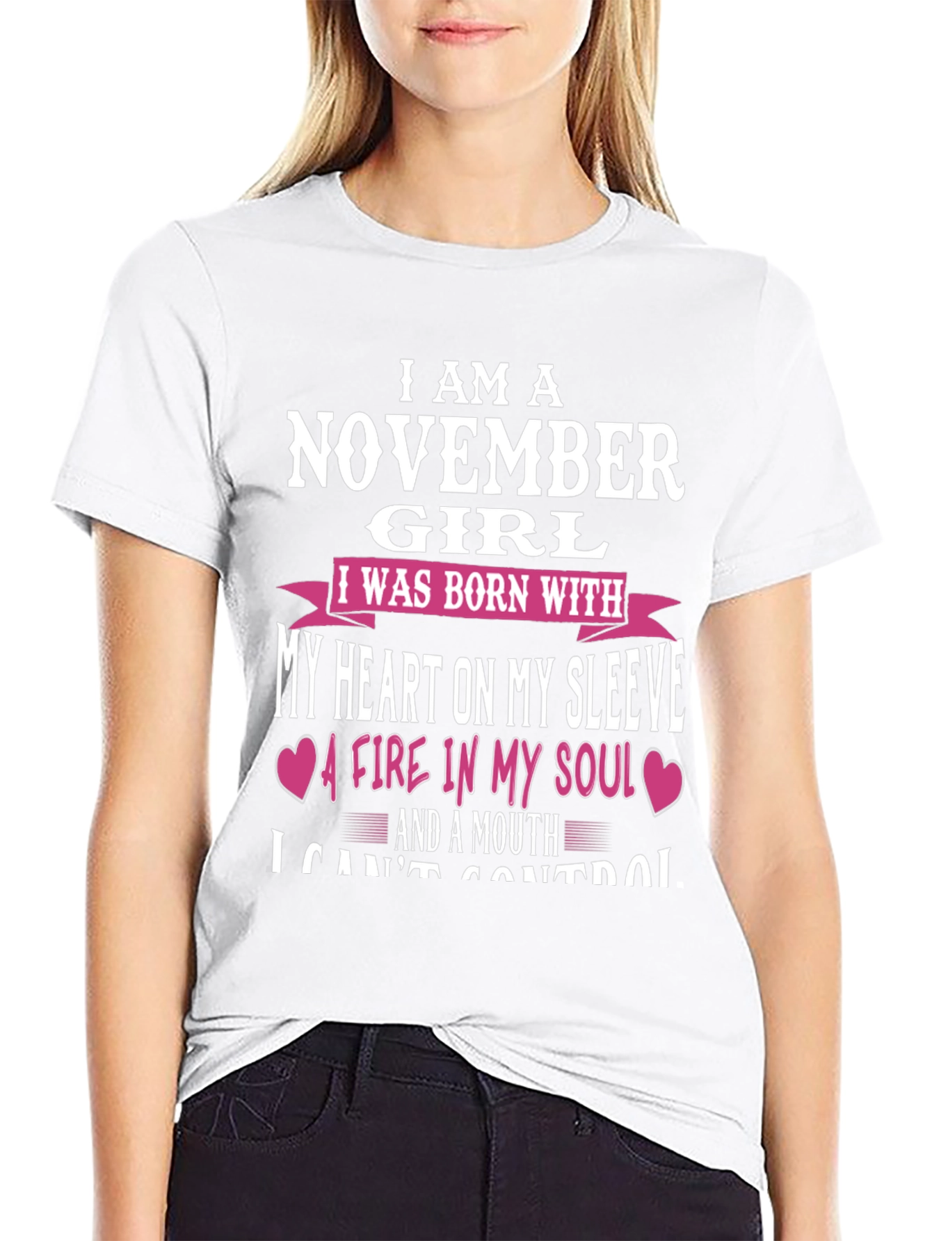 November Girl T-Shirt - Heart on Sleeve